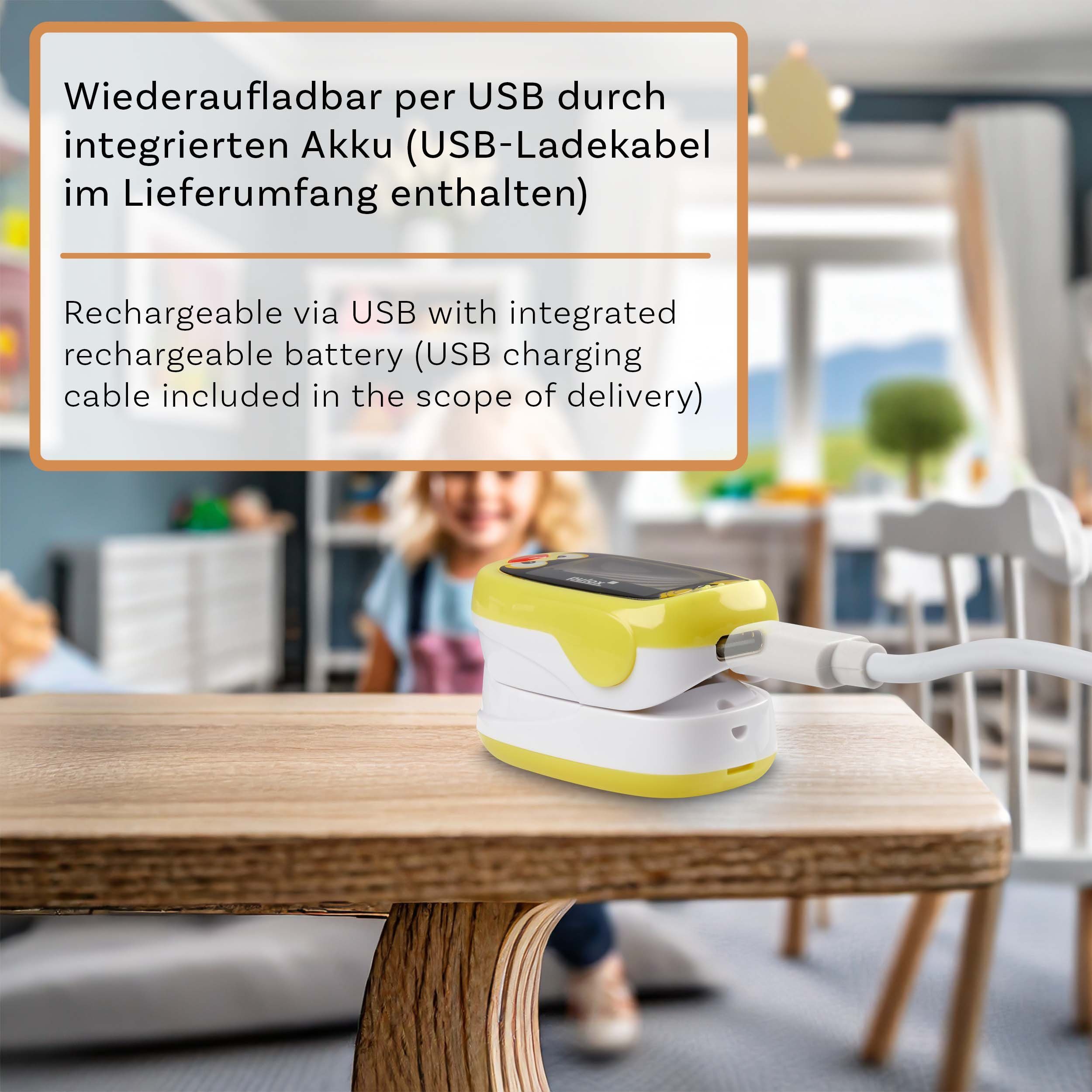 pulox Pulsoximeter PO-210B für Kinder - Akkubetriebenes Kinderoximeter mit Warnfunktion