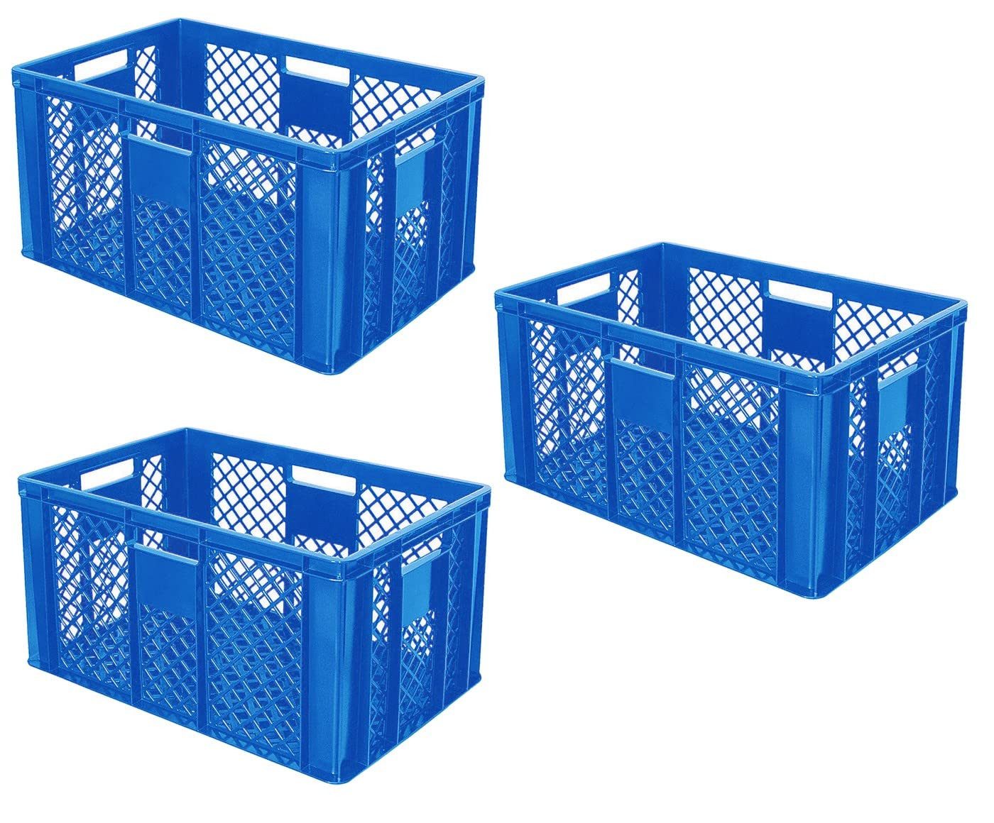 BRB-Lagertechnik Stapelbox 3x Eurobehälter/Bäckerkiste durchbrochen, LxBxH 600x400x320 mm, Stoßfest, robust und formstabil