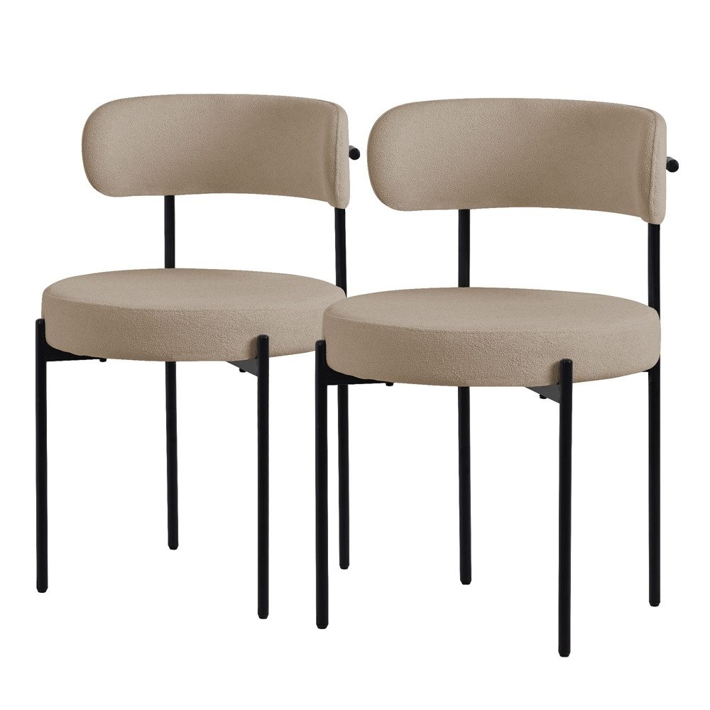 ML-DESIGN Polsterstuhl Esszimmerstühle Gruppe Küchenstuhl aus Teddystoff mit Metallbeinen (2 St), Clubstuhl 2er Set Wohnzimmerstuhl Braun moderne Design Lounge Stuhl