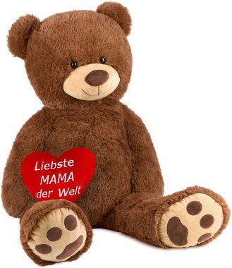 BRUBAKER Kuscheltier XXL Teddybär 100 cm mit Herz Liebste Mama der Welt (1-St), großer Teddy Bär, Stofftier Plüschtier