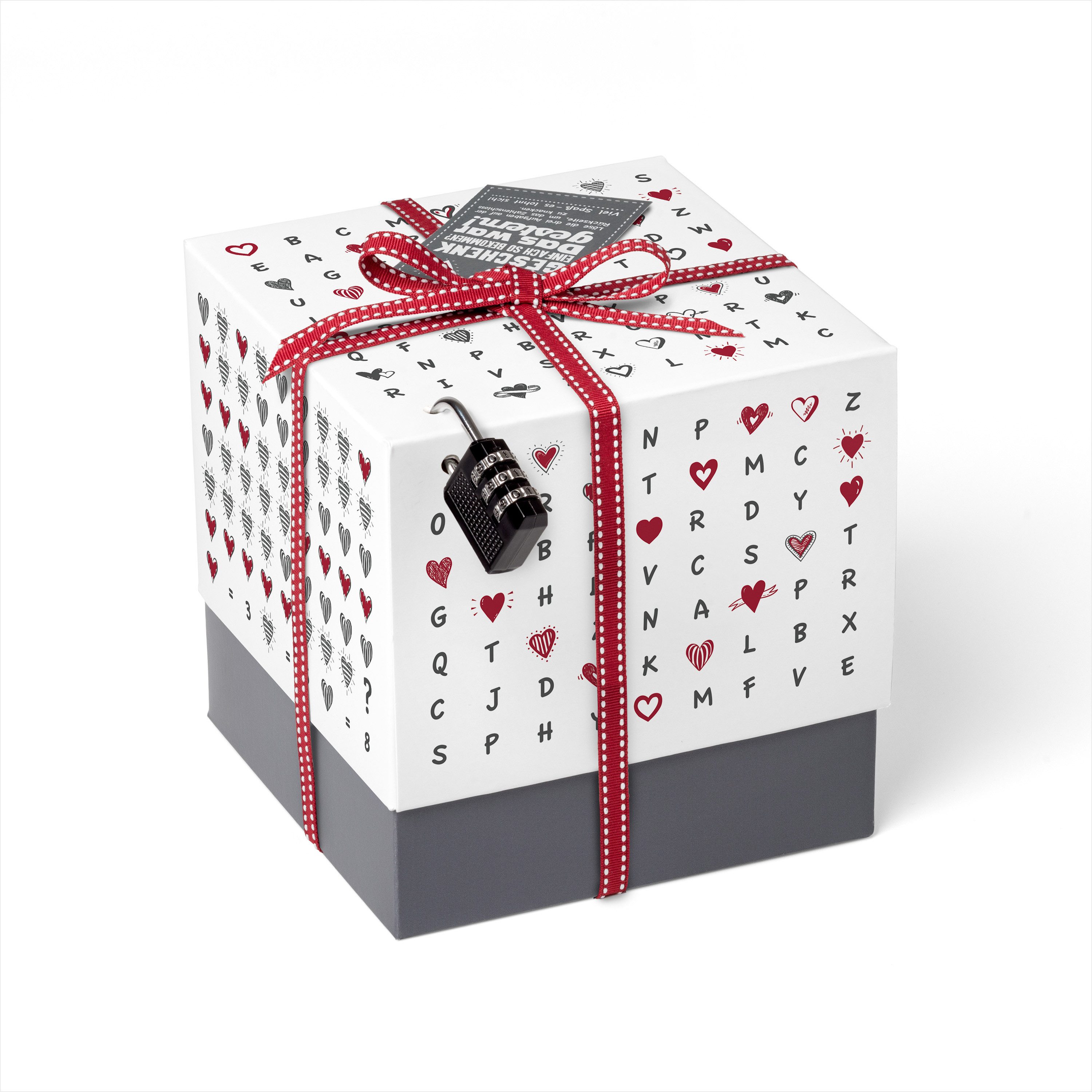 SURPRISA Geschenkbox Geschenkbox mit Samt und Glanz, Rätselbox für Geschenke und Gutscheine, zum Valentinstag, Jahrestag, Hochzeitstag