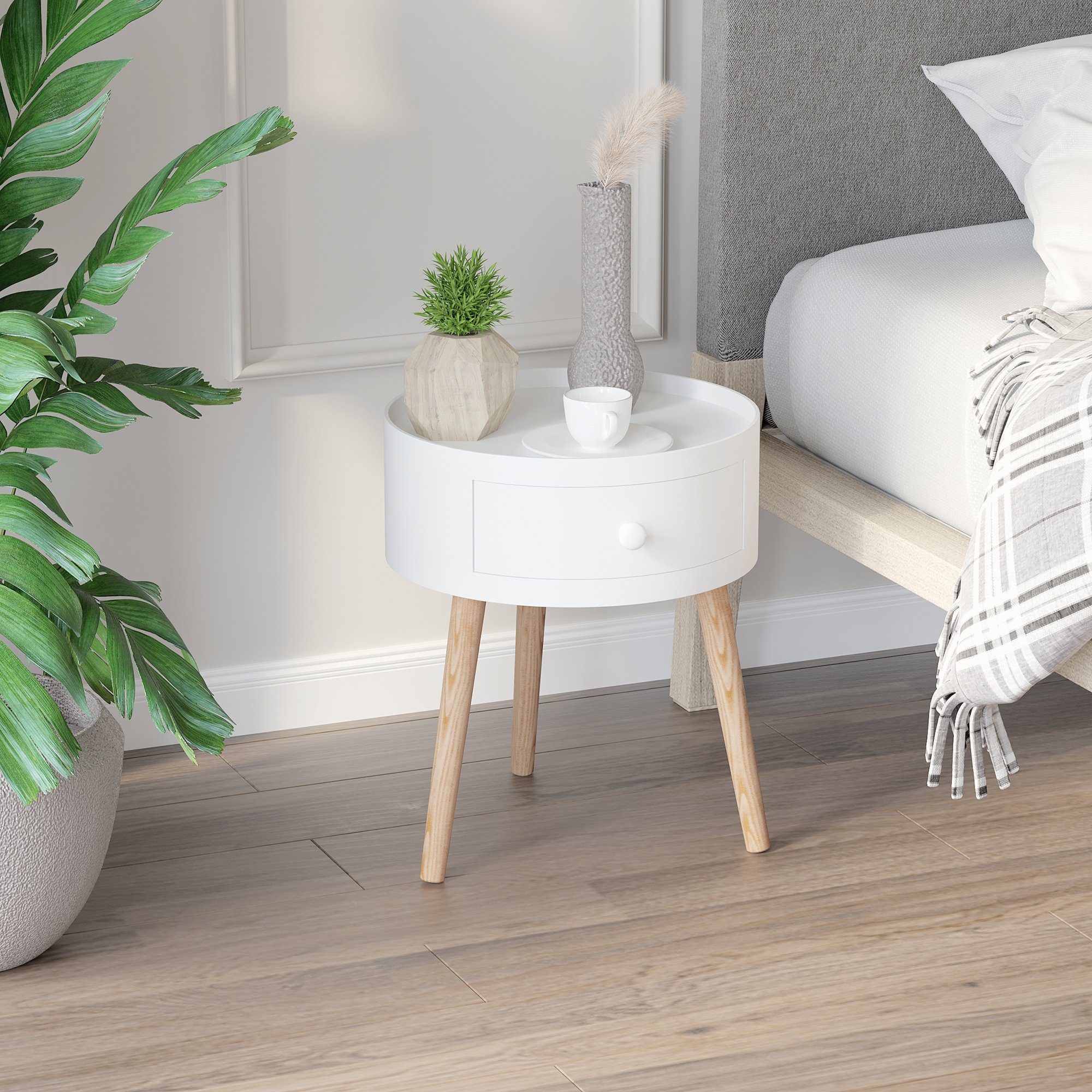 HOMCOM Couchtisch Beistelltisch mit Schublade, Runder günstig online kaufen