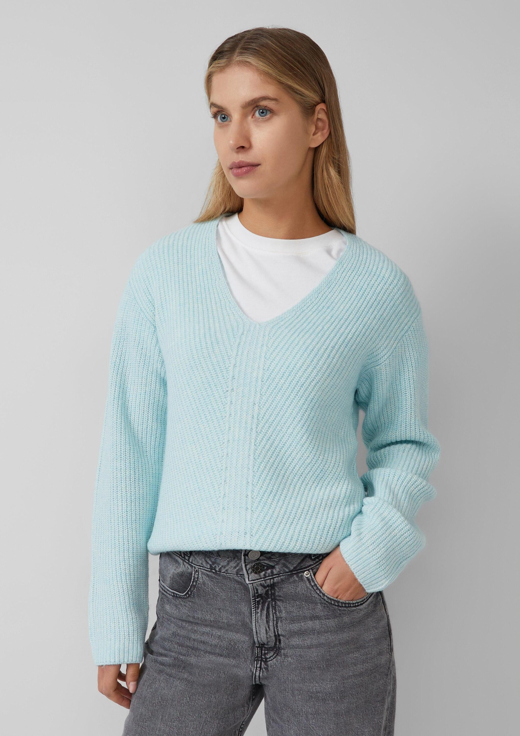 s.Oliver Longpullover Strickpullover Weicher Strickpullover im Relaxed Fit mit V-Ausschnitt