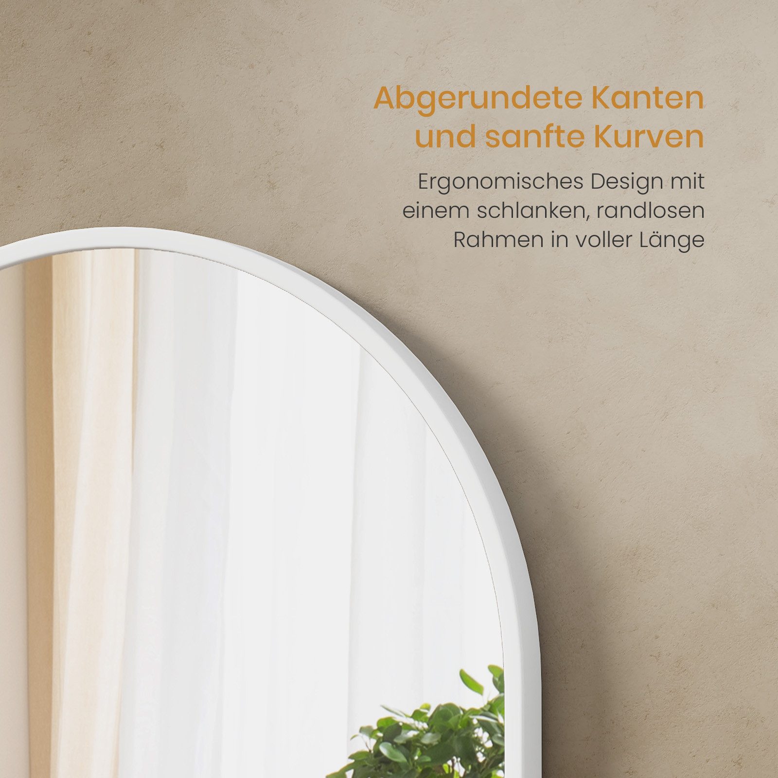 EMKE Standspiegel Bogen Standspiegel Ganzkörperspiegel mit Rahmen aus Aluminiumlegierung, für Wohn-,Schlaf-, Aufenthalt und Ankleidezimmer