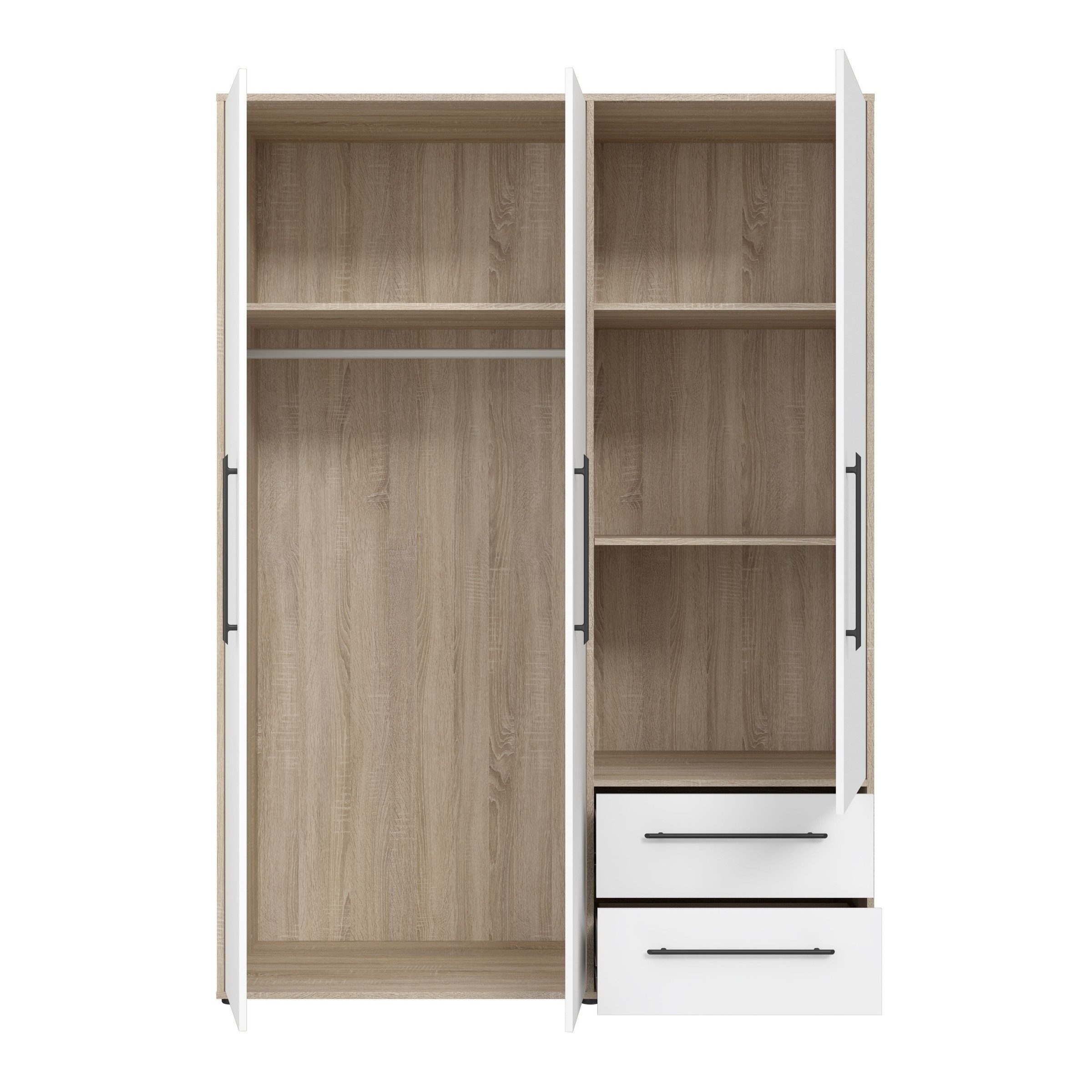 freiraum Drehtürenschrank MOKKARIS in Sonoma Eiche/Weiß - 144,4x200,1x58,8cm (BxHxT)