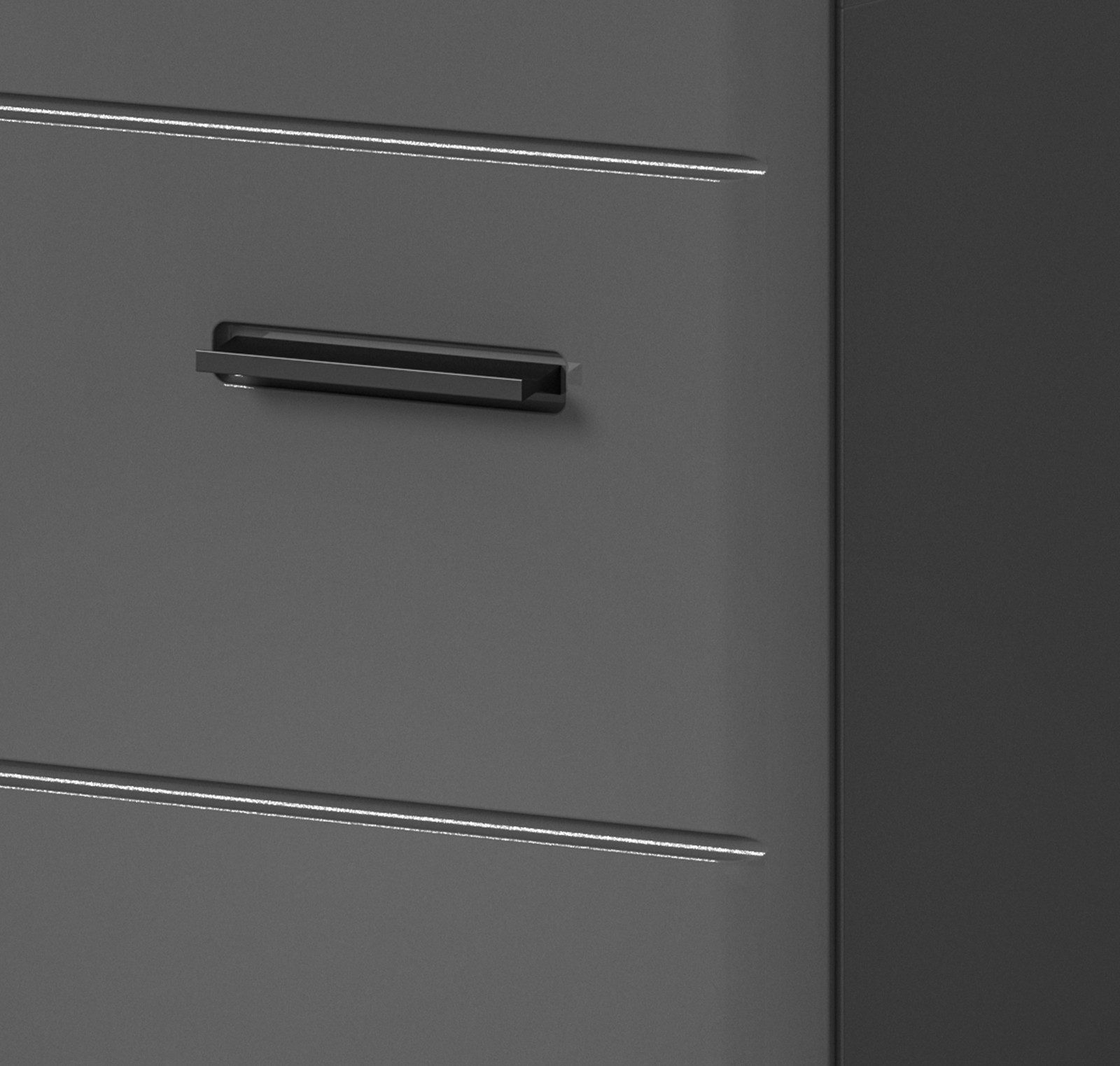 Inn.Furn Hochschrank Strong (Badschrank in grau Hochglanz, 30 x 180 cm) mit Soft-Close-Fuktion