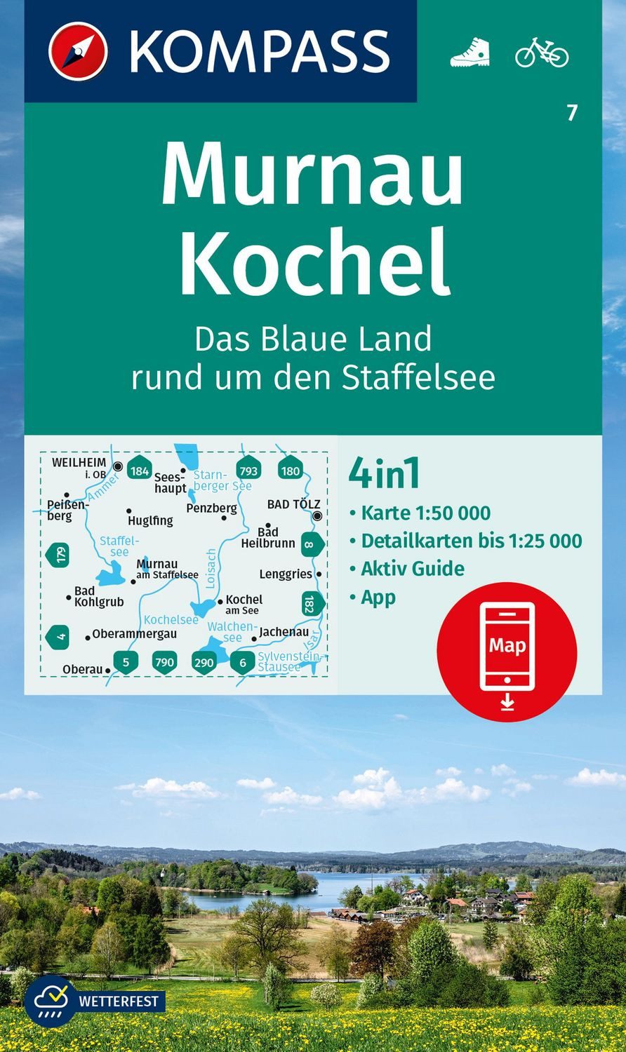 KOMPASS Wanderkarte 7 Murnau, Kochel - Das blaue Land rund um den Staf / diverse
