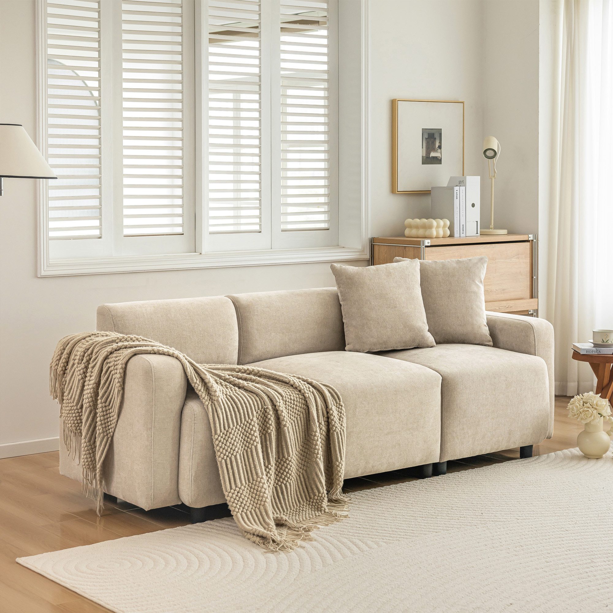 HAUSS SPOLE Ecksofa 3-Sitzer-Schlafsofa Polstersofa mit 2 Kissen, hohe Dich günstig online kaufen