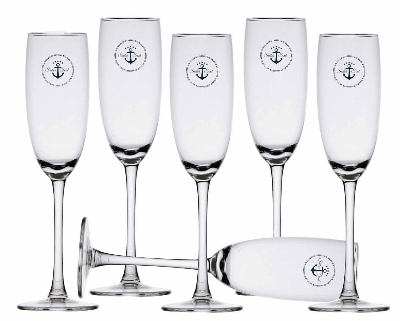 Marine Business Sektglas Sekt Champagner Glas Set 6 Stück, unzerbrechlich, Ecozen - Sailor Soul, Ecozen