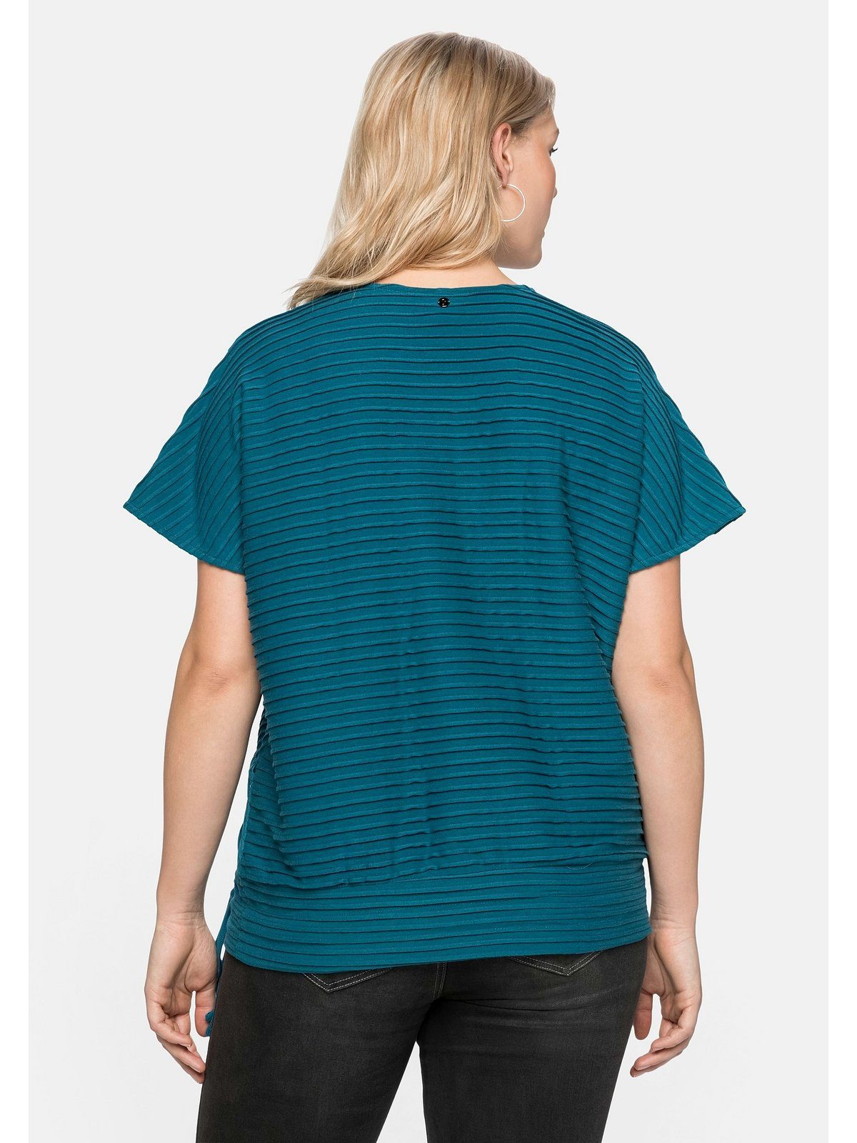 Sheego T-Shirt Große mit aufwendigen Biesen Wickeloptik, Größen in