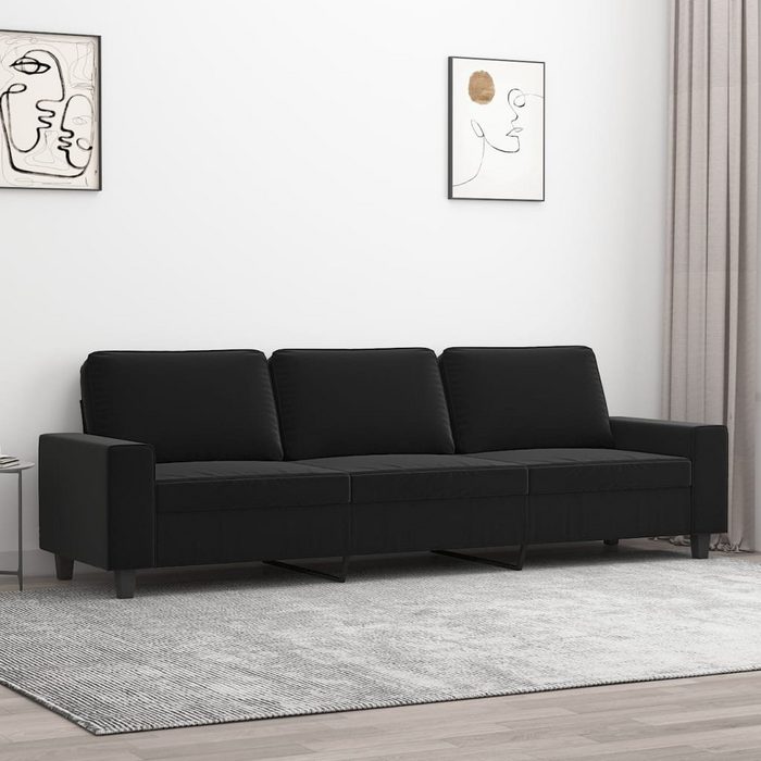 furnicato 3-Sitzer 3-Sitzer-Sofa Schwarz 210 cm Mikrofasergewebe