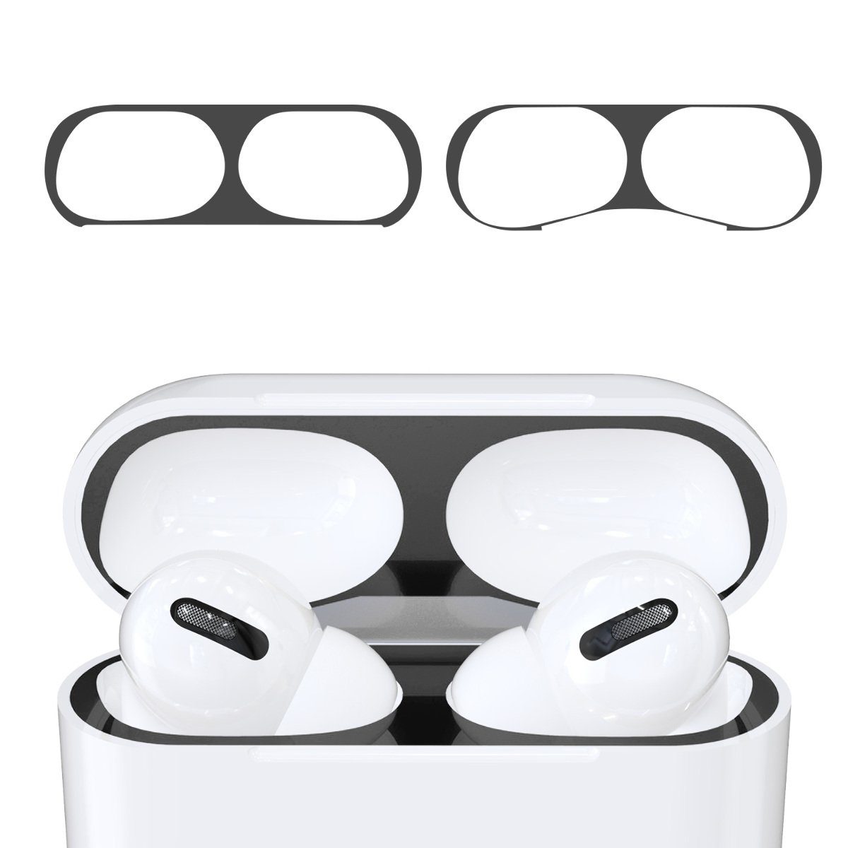 kwmobile Kopfhörer-Schutzhülle 2x Staubschutz Sticker für Apple AirPods Pro, Metallstaub Schutz Aufkleber