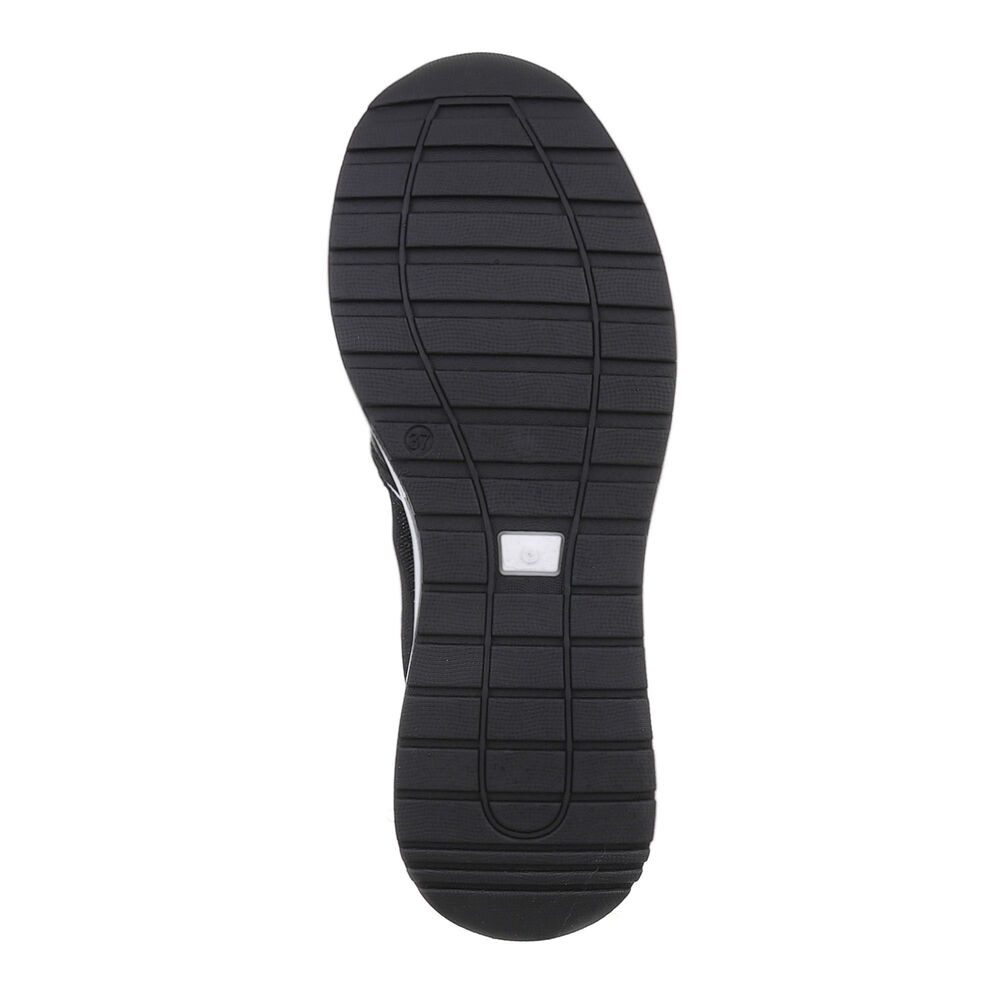 Ital-Design Damen Low-Top Freizeit Sneaker (86188238) Keilabsatz/Wedge Sneakers Low in Schwarz