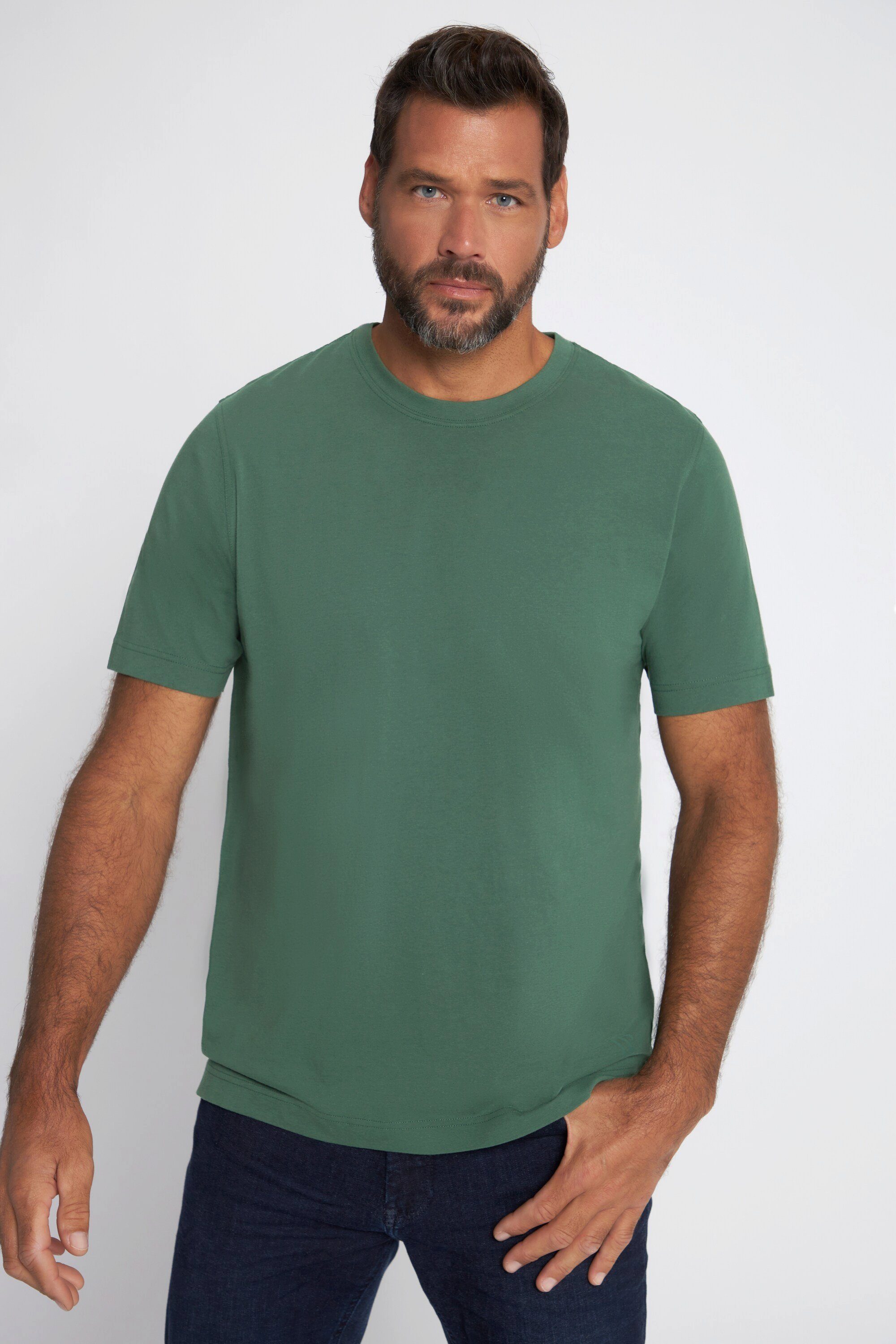 8XL T-Shirt JP1880 Baumwolle Rundhals gekämmte Basic T-Shirt bis grün