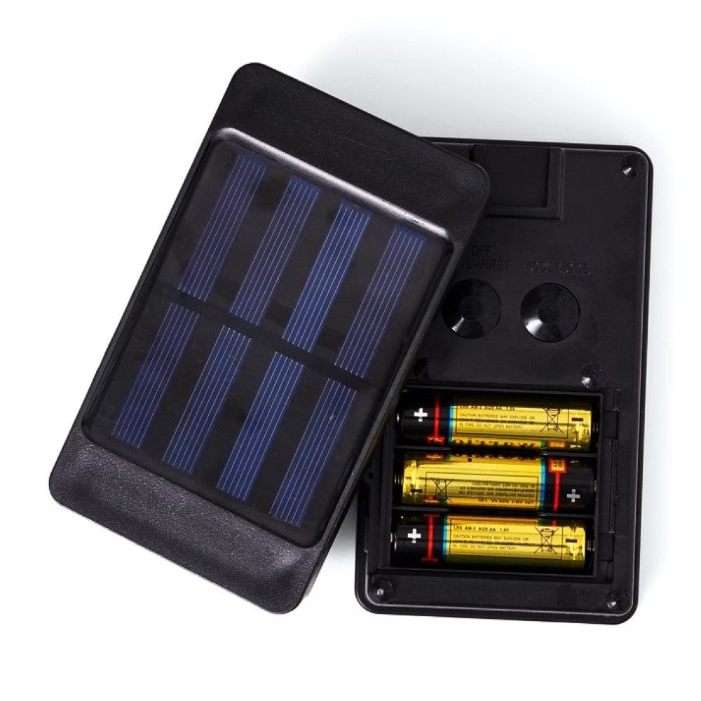 Online-Fuchs LED-Lichterkette für außen - Bunt mit Batterie & Solar betrieben (Hybrid), Timer, 8-Leuchtmodi - Mehrfarbig - 32m mit 300 LEDs - Weihnachtsdeko
