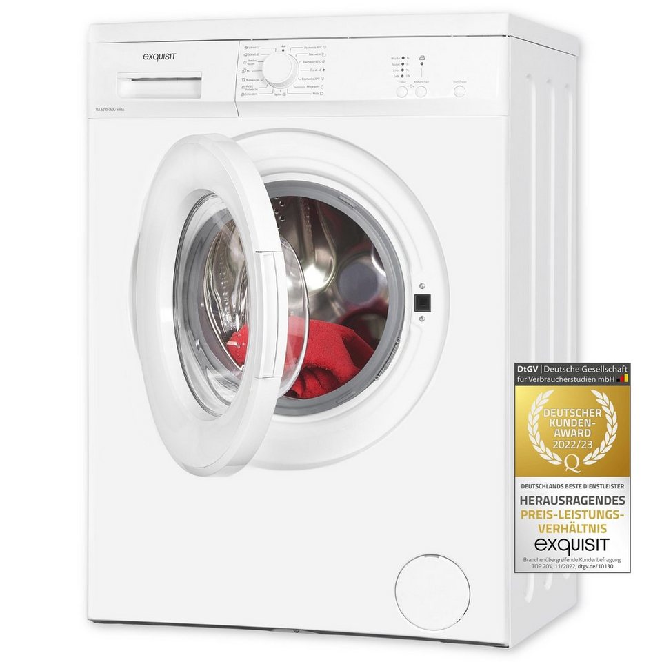 exquisit Waschmaschine WA6010-060D, 6,00 kg, 1000 U/min, Kindersicherung,  Startzeitverzögerung, Startzeitvorwahl - fertige Wäsche zu Ihrer  gewünschten Zeit