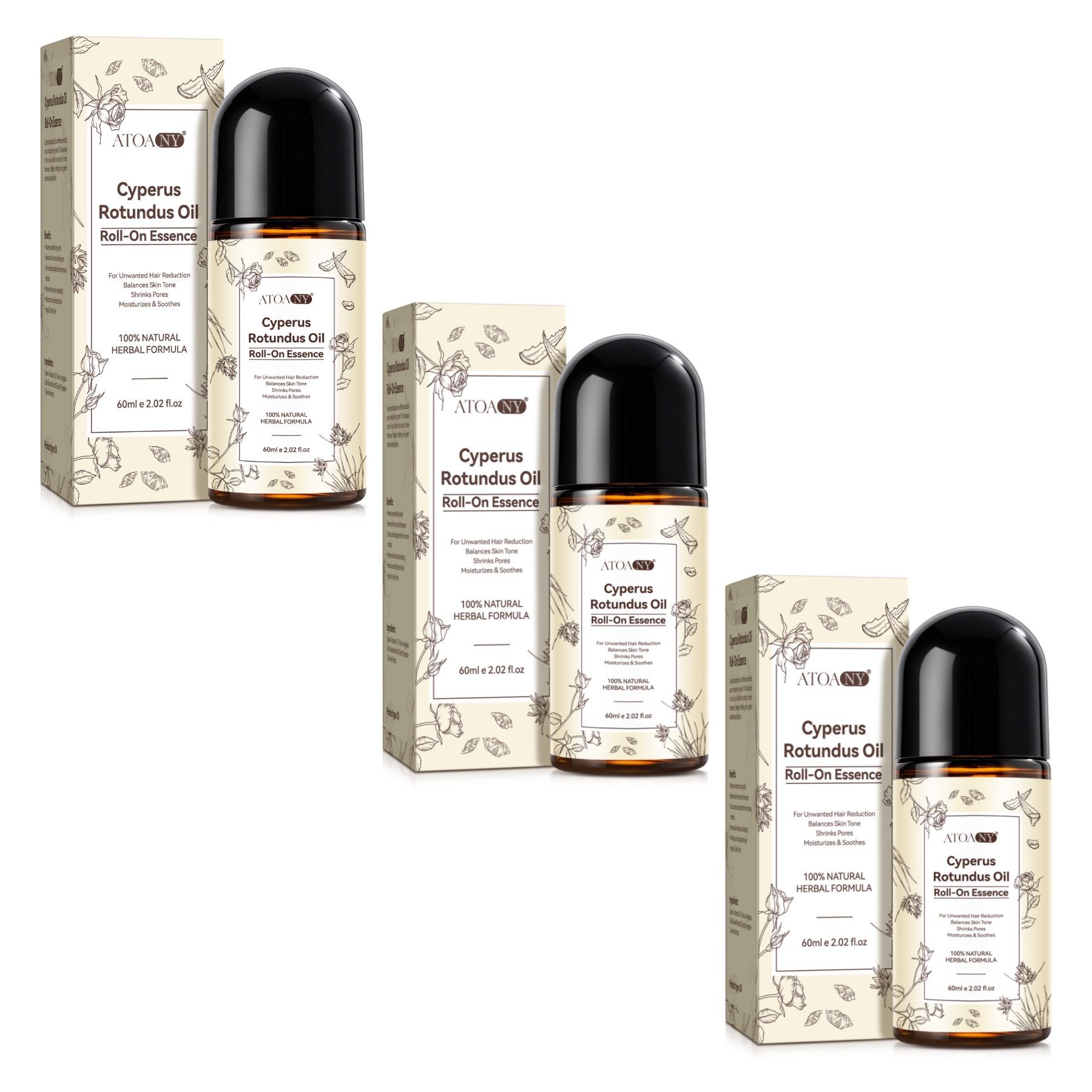 P-Beauty Cosmetic Accessories Haaröl Cyperus Rotundus Öl Haarentfernung Nagarmotha Oil Hair Removal, 3-tlg., Haarwachstum Reduzierung, Enthaarung, Hautpflege