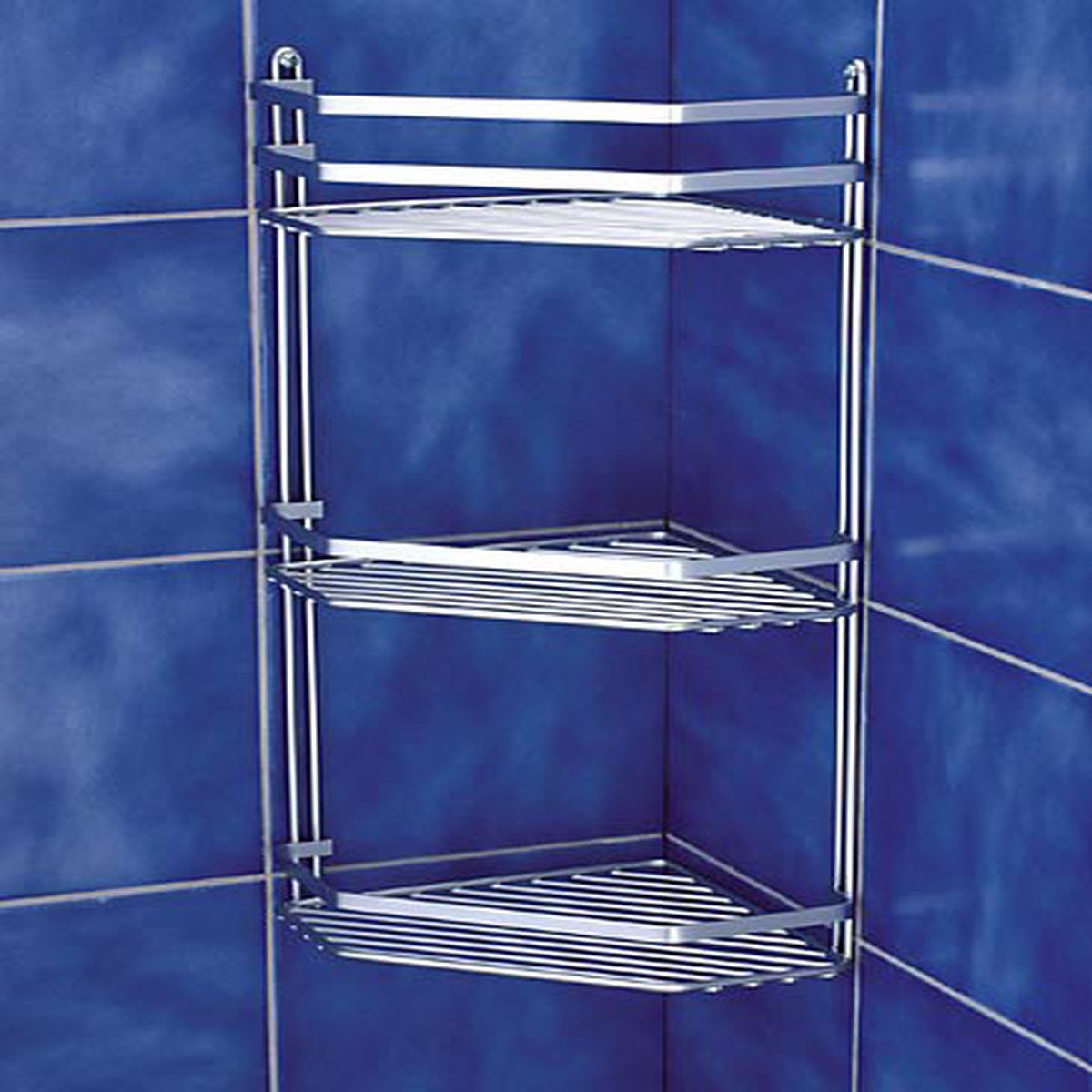 Euroshowers GmbH Duschregal Eck Satinchrom 3 Etagen 20,5 × 47 cm – Bild 2 von 3