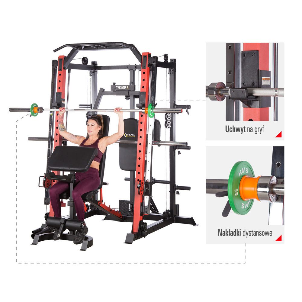 HMS Premium Kraftstation Multifunktionale Kraftstation, (Spar-Set, 1-tlg., Ganzkörper), verstellbare Trainingsbank, Curlpult und zahlreiche Zubehörteile