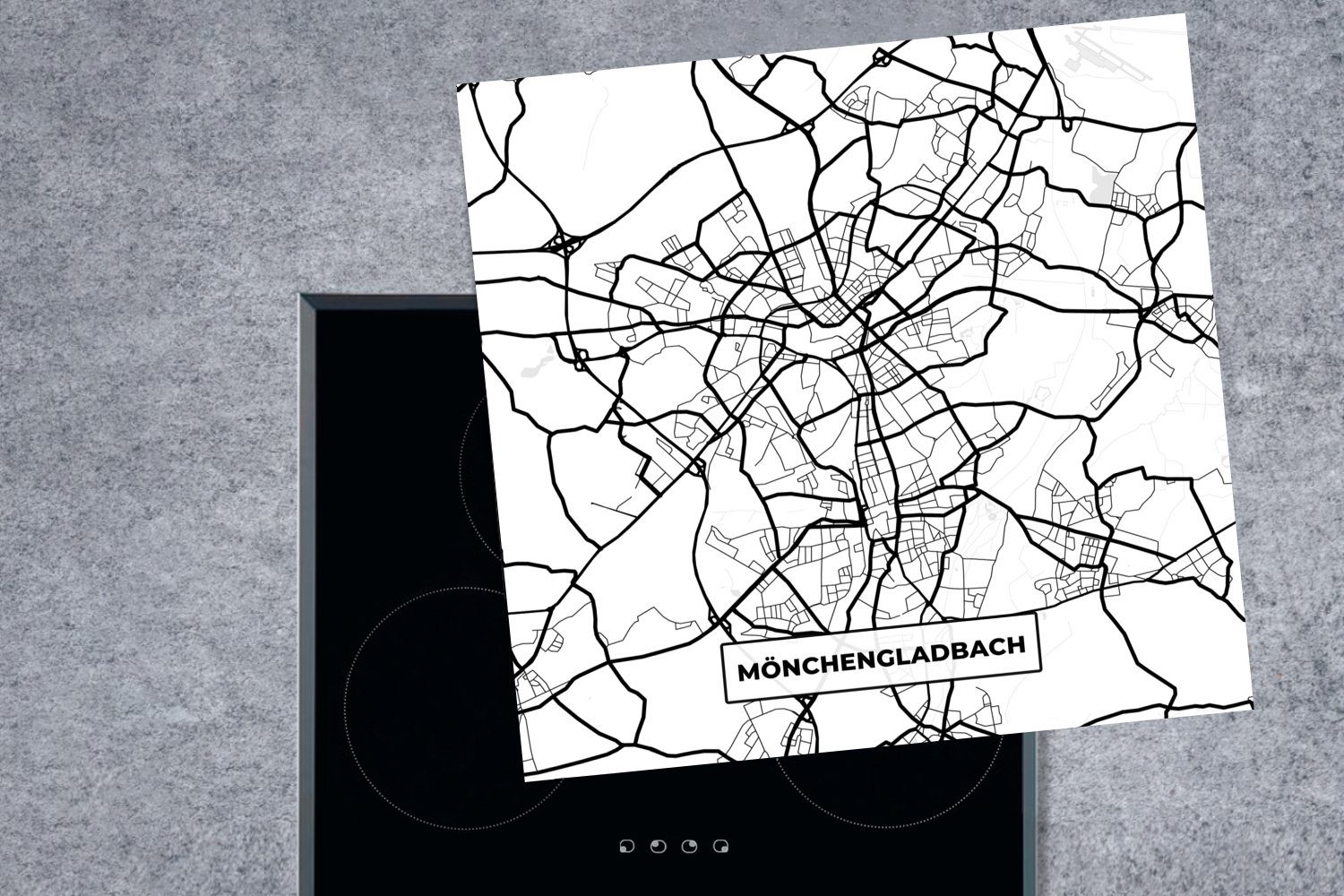 cm, Stadtplan, - Vinyl, Ceranfeldabdeckung, 78x78 Karte MuchoWow Herdblende-/Abdeckplatte Arbeitsplatte Mönchengladbach - (1 tlg), für küche