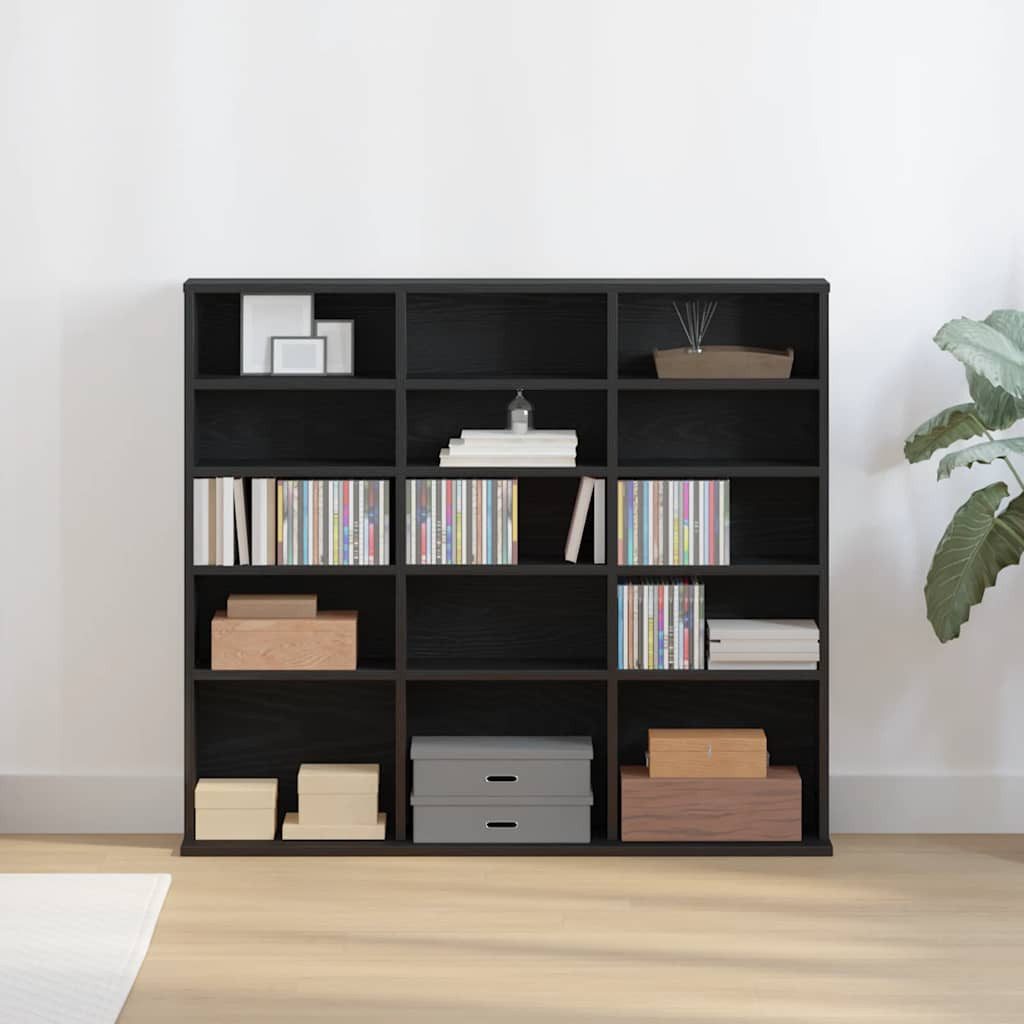 vidaXL CD-Regal CD-Schrank Schwarz Eichen-Optik 100x23x89,5 cm Holzwerkstoff, 1-tlg.