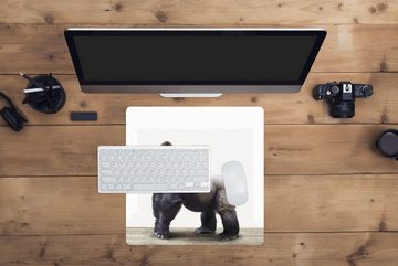 MuchoWow Gaming Mauspad Tier - Gorilla - Affe (1-St), Mousepad mit Rutschfester Unterseite, Gaming, 40x40 cm, XXL, Großes