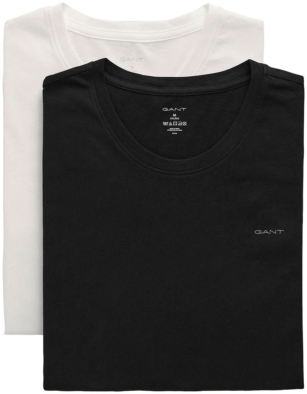 Black White T-SHIRT C-NECK Material T-Shirt besonders aus (2-tlg) Gant weichem / 2-PACK
