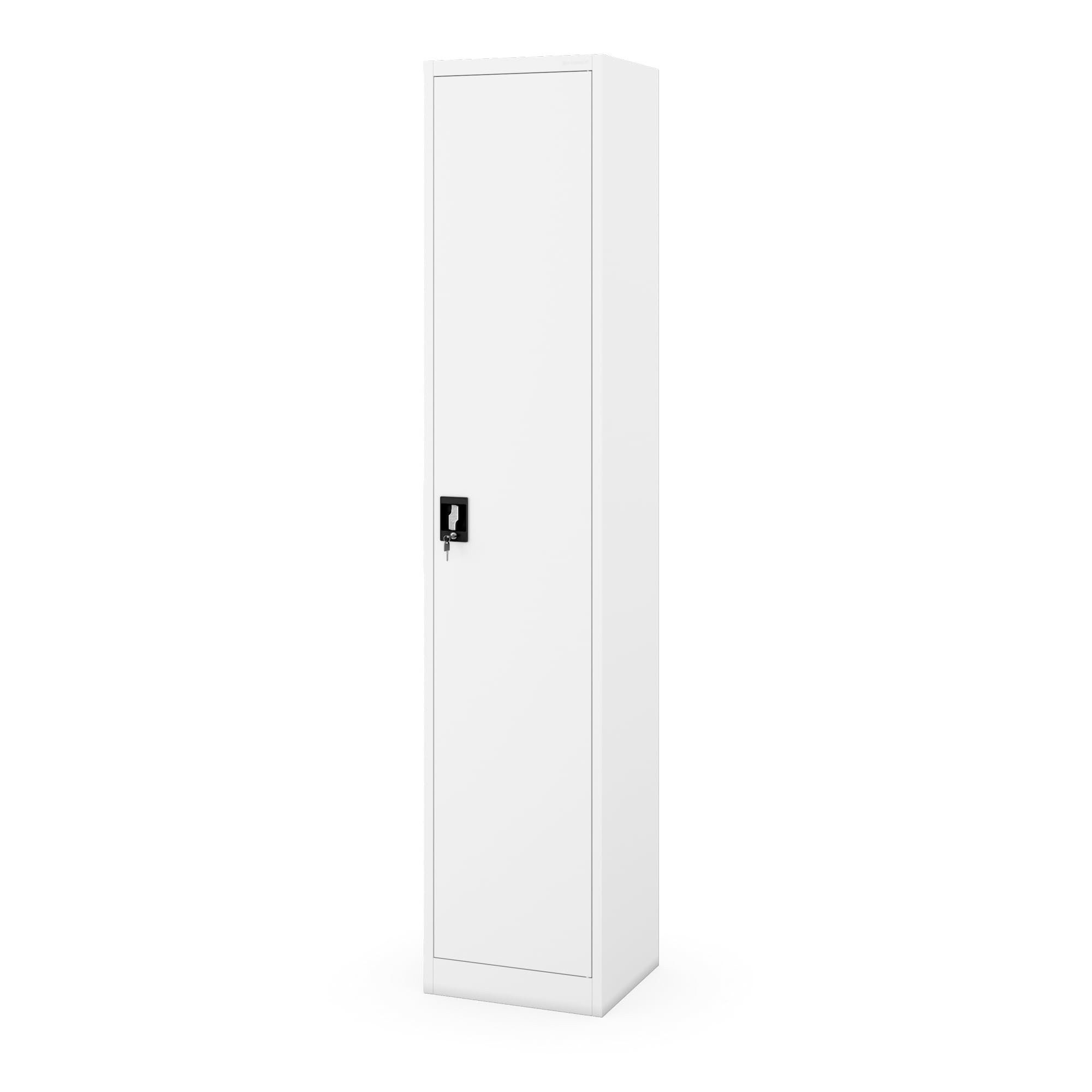 Jan Nowak Aktenschrank Metall Büroschrank abschließbar 45 cm ALEX H220 5 Böden Stahl (Stahl 0,7 mm Wandmontage möglich PZH-zertifiziert DSGVO) Aktenschrank Schloss 2 Schlüssel schmal 220 cm hoch 4 Farben