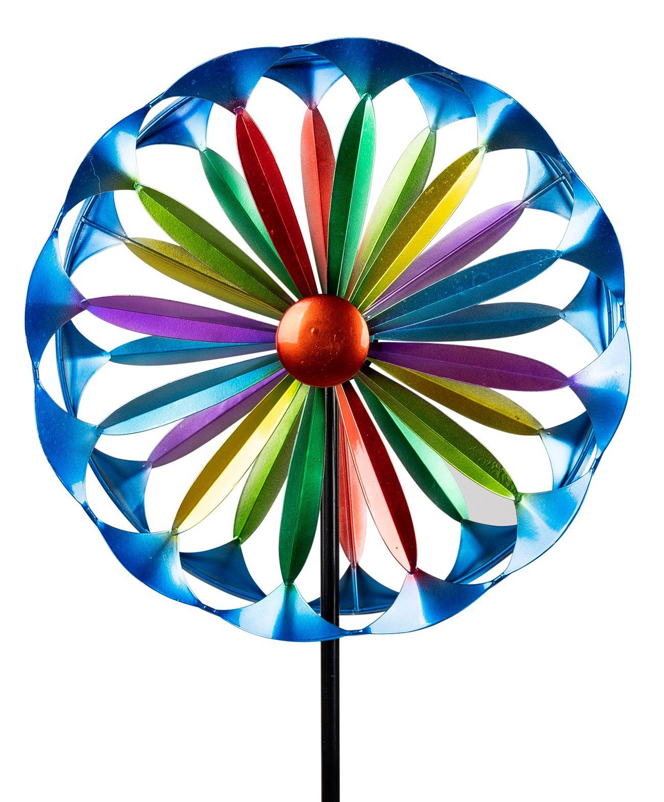 dekojohnson Deko-Windrad Windrad Blume aus Metall Gartendeko bunt 30x120cm (kein Set, kein Set)