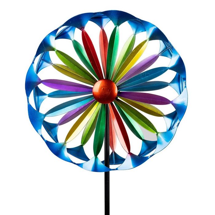 dekojohnson Deko-Windrad Windrad Blume aus Metall Gartendeko bunt 30x120cm (kein Set kein Set)