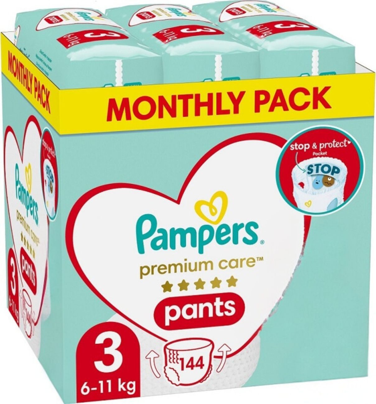 Pampers Windeln Pants Windelhosen Einwegwindeln Größe 3, 144 Stück, 6-11 kg