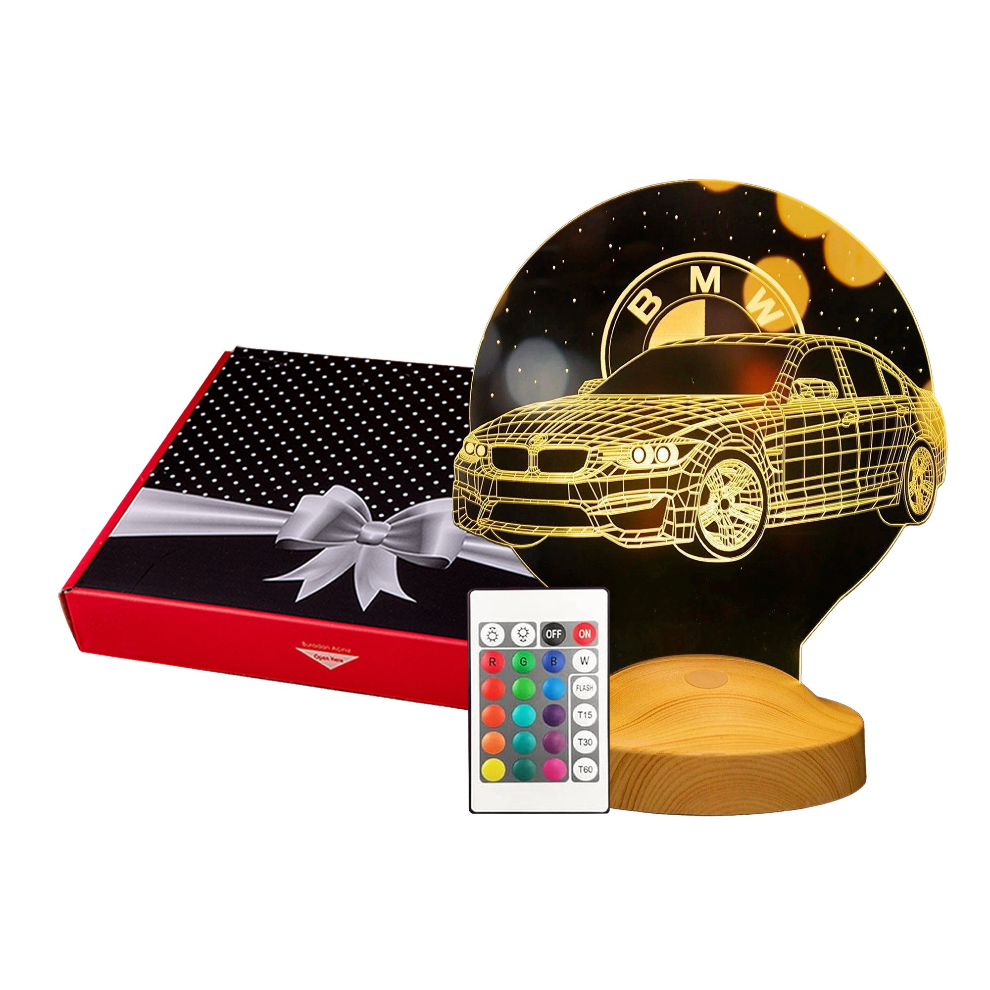 Geschenkelampe LED Nachttischlampe 3D Nachtlicht mit Gravur Geschenkidee für Autofans klassisches Auto, Leuchte 7 Farben fest integriert, Geburtstagsgeschenk, Geschenk für Jungen