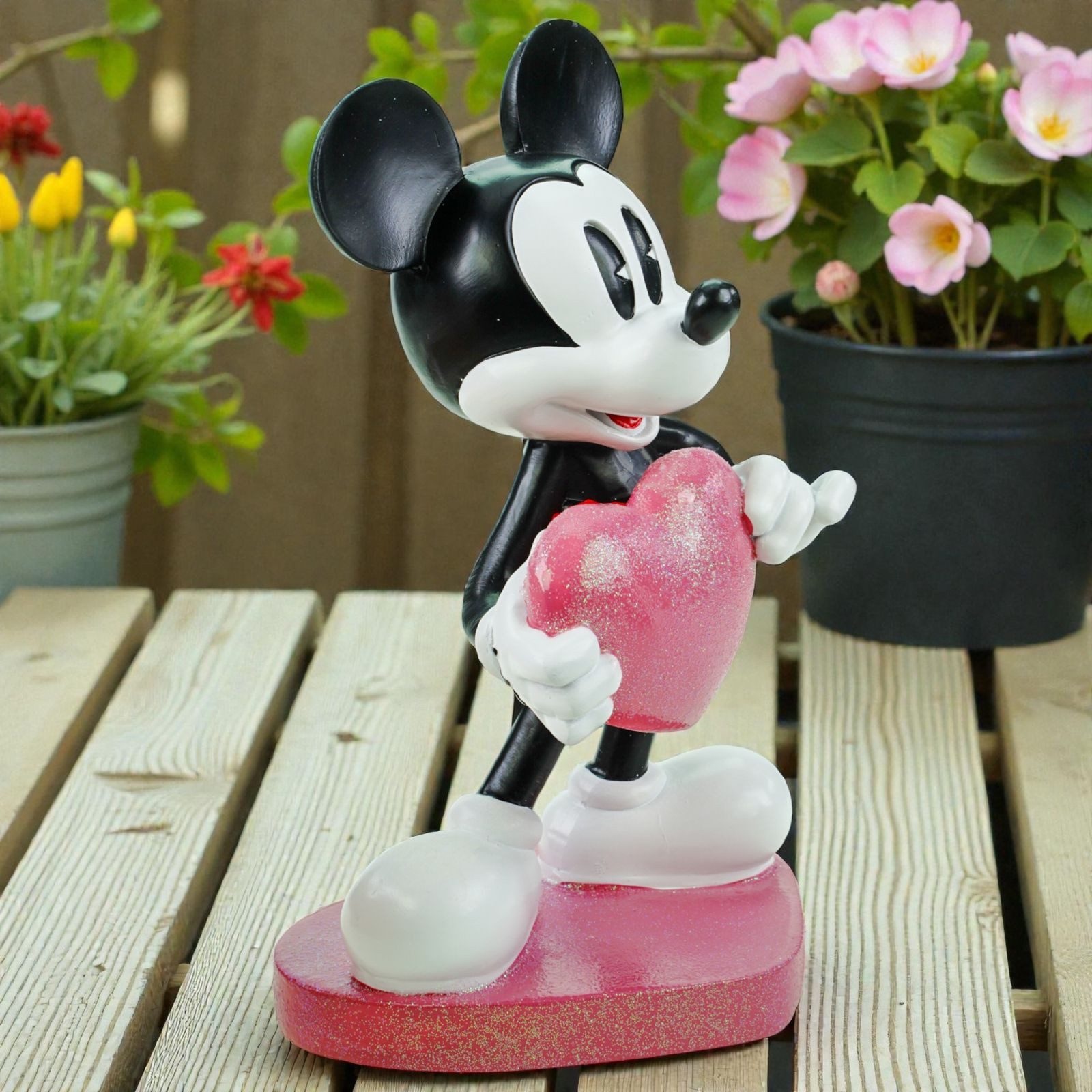 Disney Gartenfigur Disney Mickey Mouse in Love Offiziell lizenzierte Dekofigur 21x13 cm