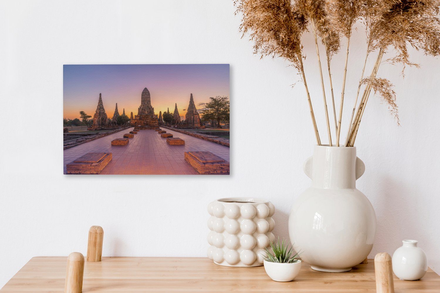 (1 St), Himmel Schöner Aufhängefertig, bunter Leinwandbild über Leinwandbilder, Wanddeko, Wandbild cm OneMillionCanvasses® Ayutthaya, 30x20