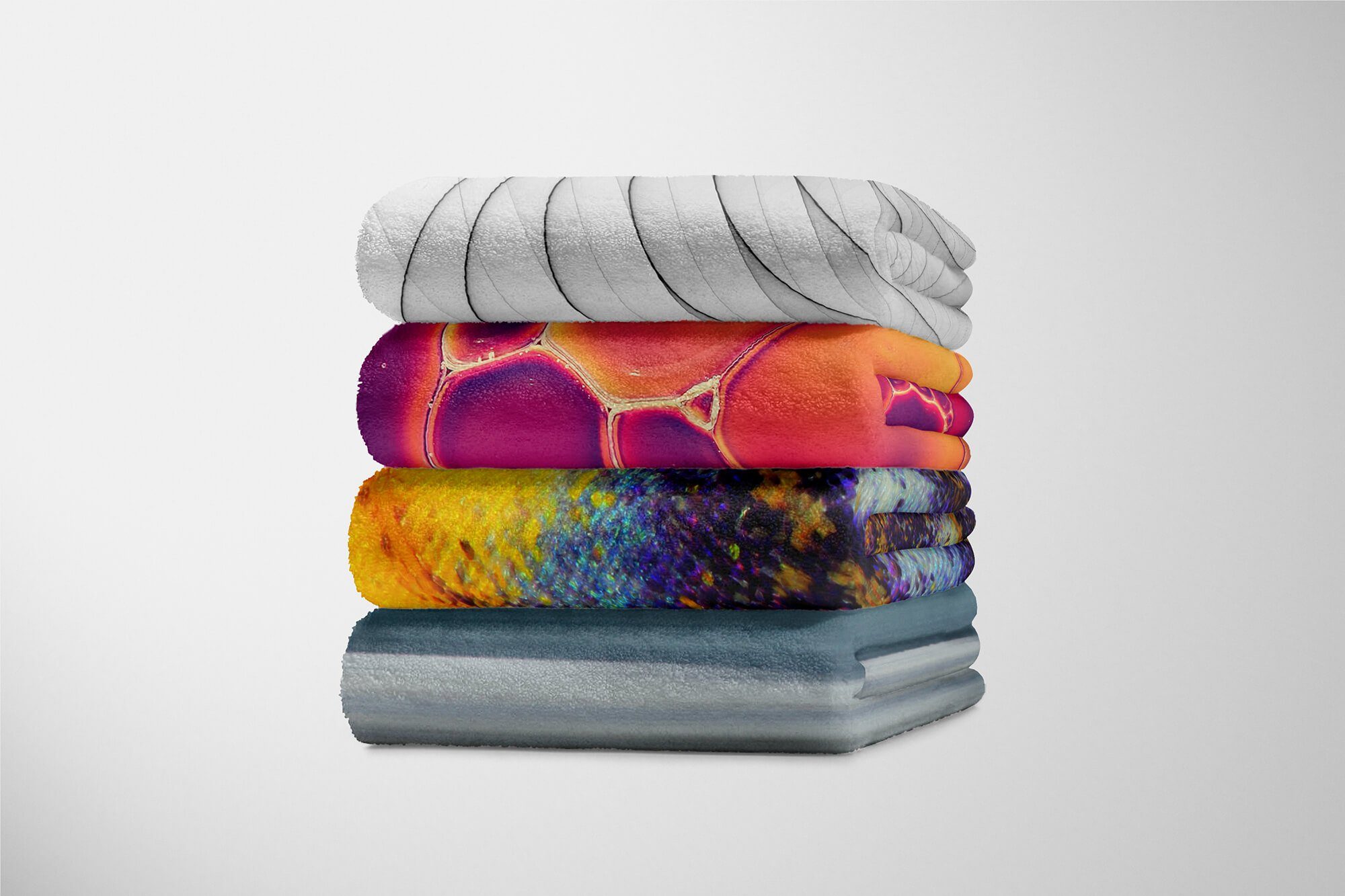 Strandhandtuch Art Kuscheldecke mit Handtuch (1-St), Baumwolle-Polyester-Mix Saunatuch Fotomotiv Handtücher Handtuch Kunstvoll, Farben Muster Sinus