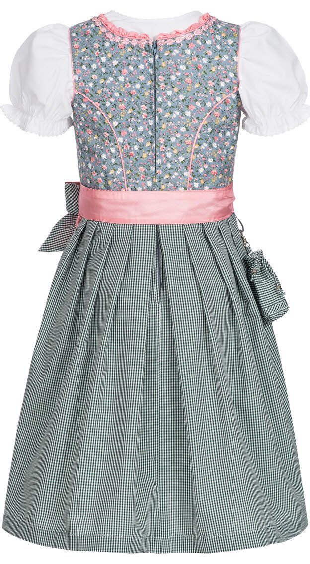 Nübler Dirndl Kinderdirndl 3-teilig Nicky in Blau von Nübler - Rocklänge knielang 3 teiliges Set aus Dirndl, Bluse und Schürze – Bild 2 von 5
