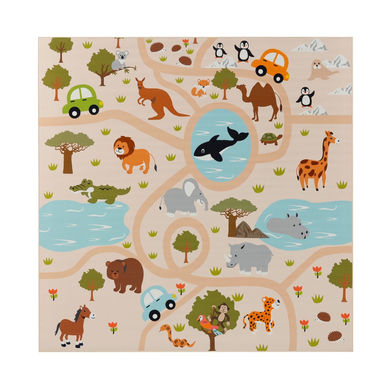 TT Home Teppich Kinderzimmer, Quadrat, Höhe: 4 mm, Kinderzimmerteppich Teppich Junge Mädchen Kinderteppich Baby Rutschfes