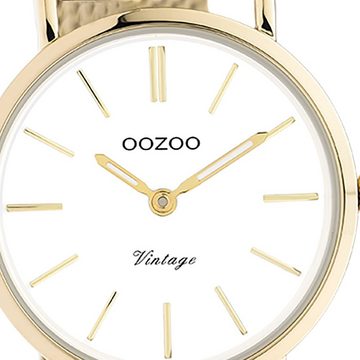 OOZOO Quarzuhr Oozoo Unisex Armbanduhr gold Analog, Damen, Herrenuhr rund, klein (ca 28mm) Edelstahlarmband, Elegant-Style