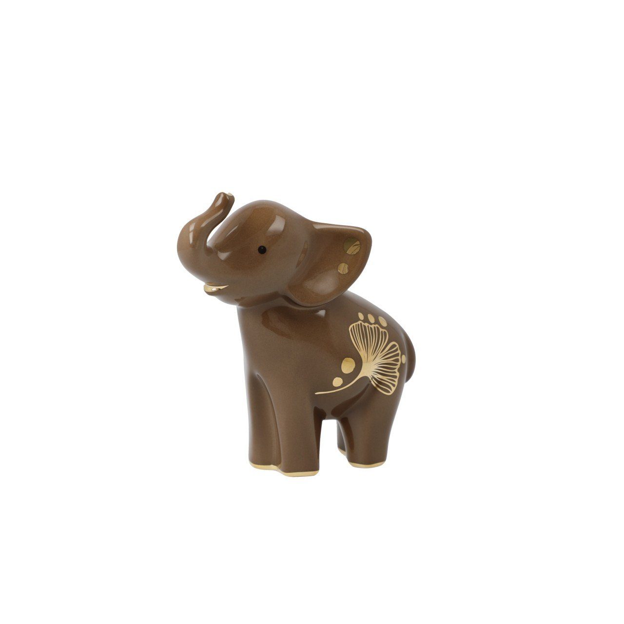 Mit B:6cm Elephant, Goebel L:11cm zum Liebe Detail gestaltet H:11cm Braun Porzellan, viel Dekofigur