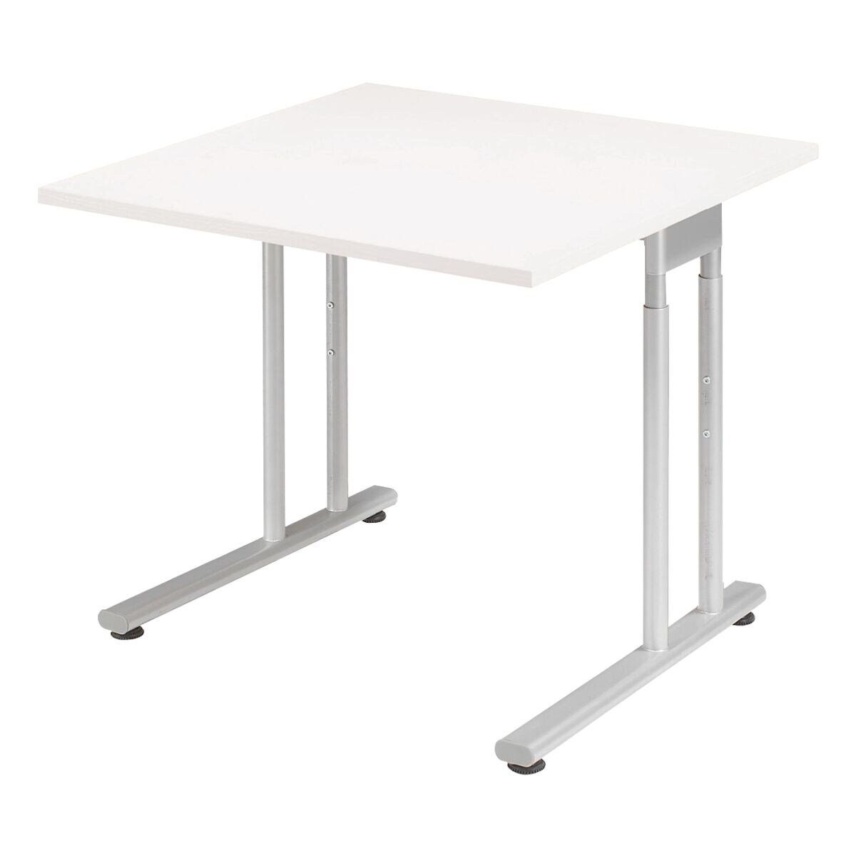 Schreibtisch 68-82 cm, rechteckig, Lissabon, stufenlos höhenverstellbar C-Fuß lichtgrau geramöbel