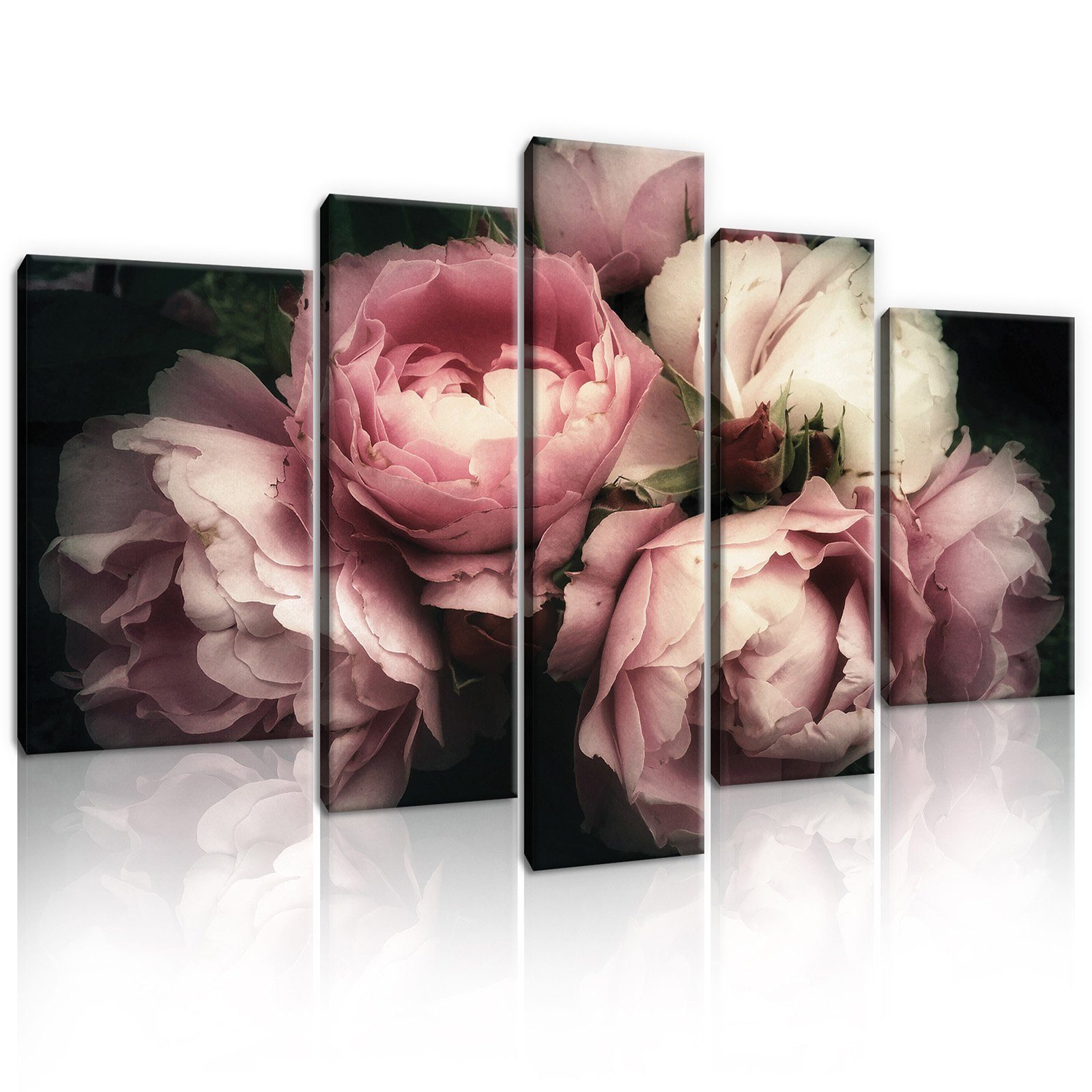 Wallarena Leinwandbild Set Blumen Vintage Schwarz günstig online kaufen