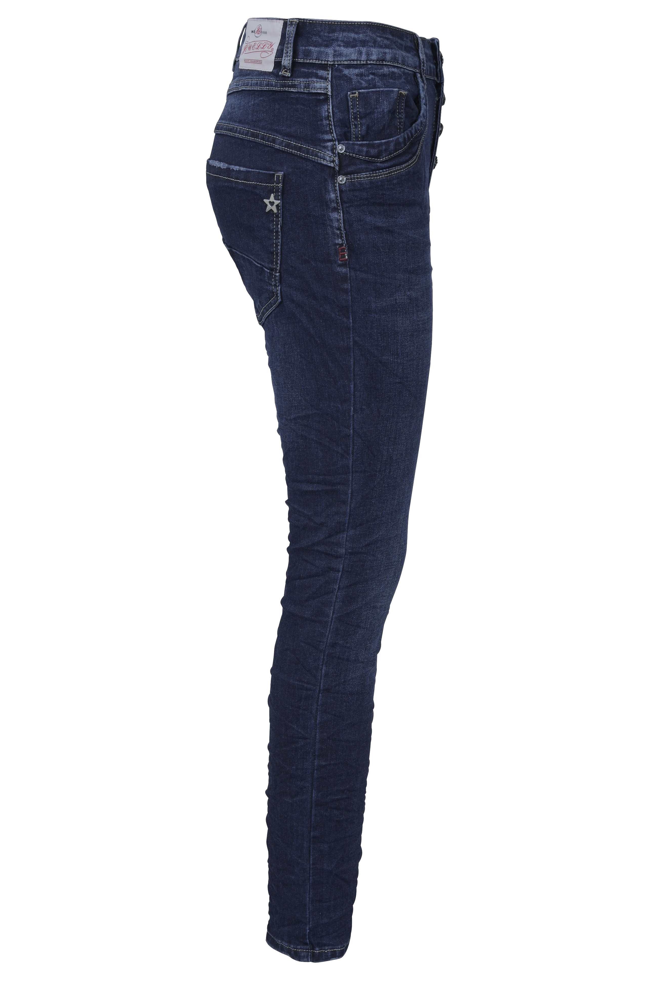 Jewelly Regular-fit-Jeans Jeans, Stretch Jeans Five-Pocket im Crash-Look günstig online kaufen
