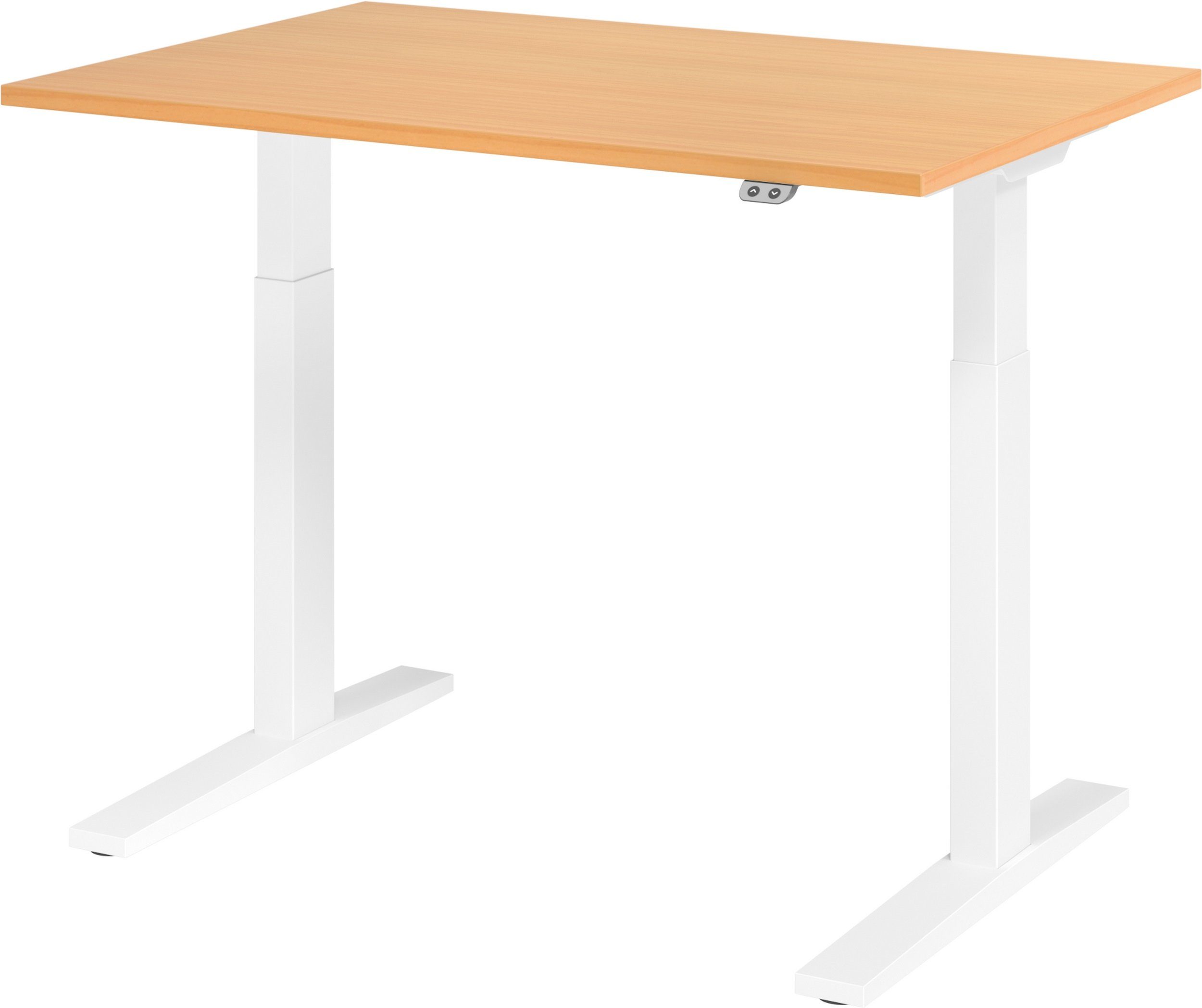 bümö Schreibtisch Schreibtisch elektrisch XMKA, Rechteck: 120 x 80 cm - Dekor: Buche - Gestell: Weiß Weiß | Buche | Schreibtische