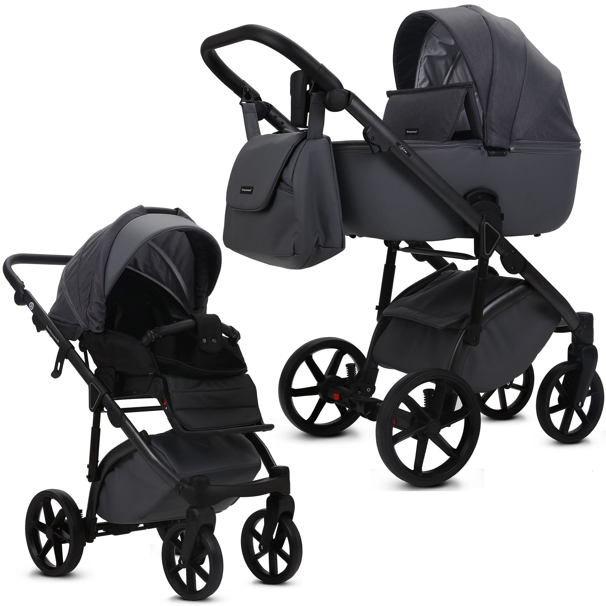 Kombi-Kinderwagen Lifetime 2.0 inkl. Sportsitz, Wickeltasche, viel Zubehör 2in1