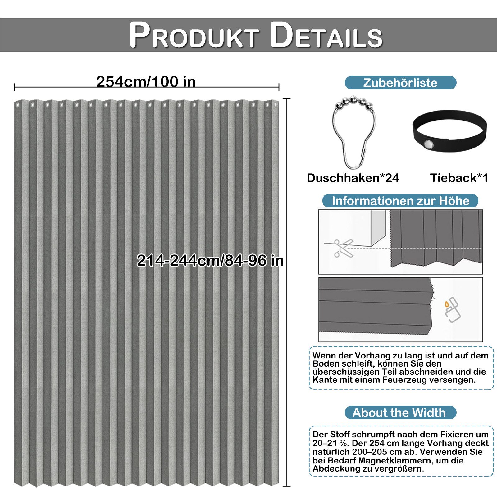 Jibenhome Vorhang Extra breite Raumteiler Vorhang für Terrassentür, Wasserd günstig online kaufen