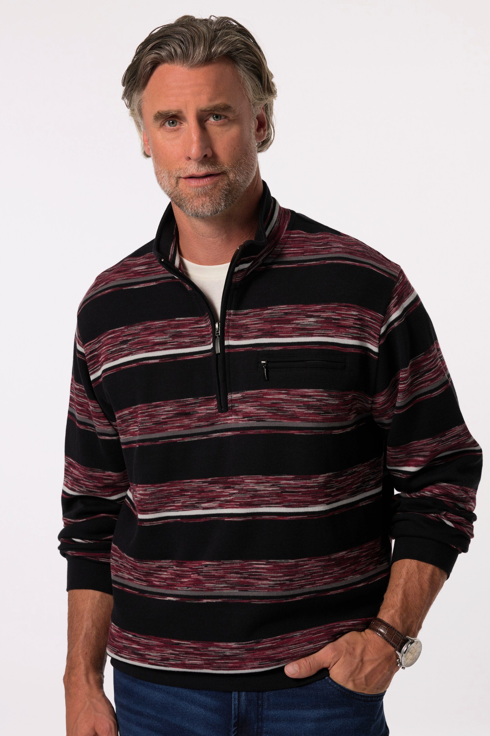 Sweatshirt Troyer Sweat Zippkragen Brusttasche