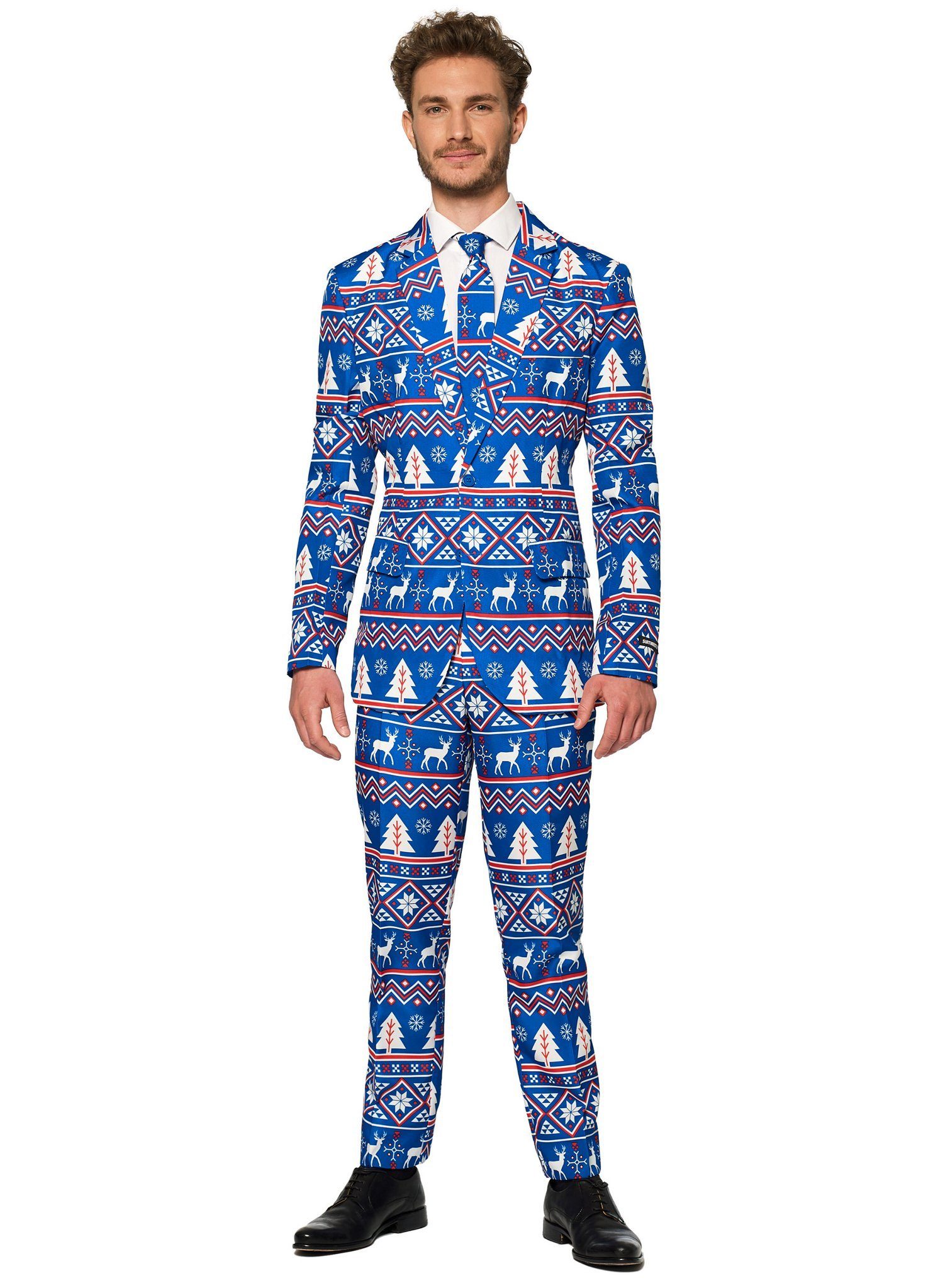 Opposuits Partyanzug SuitMeister Blue Nordic, Für nordische Typen: cooler Anzug für kühle Tage