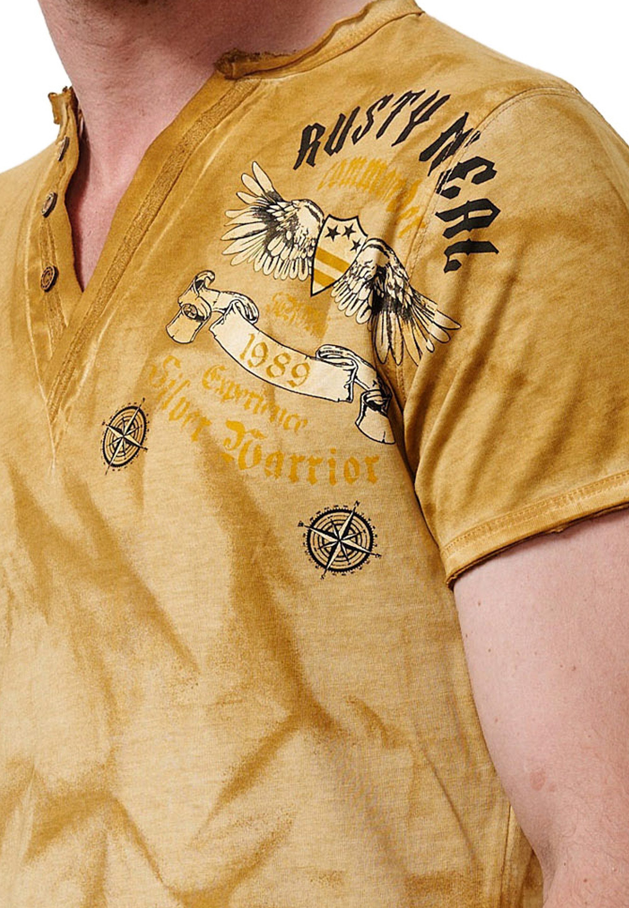 auf der großem T-Shirt mit camelfarben Rückseite Rusty Neal Print