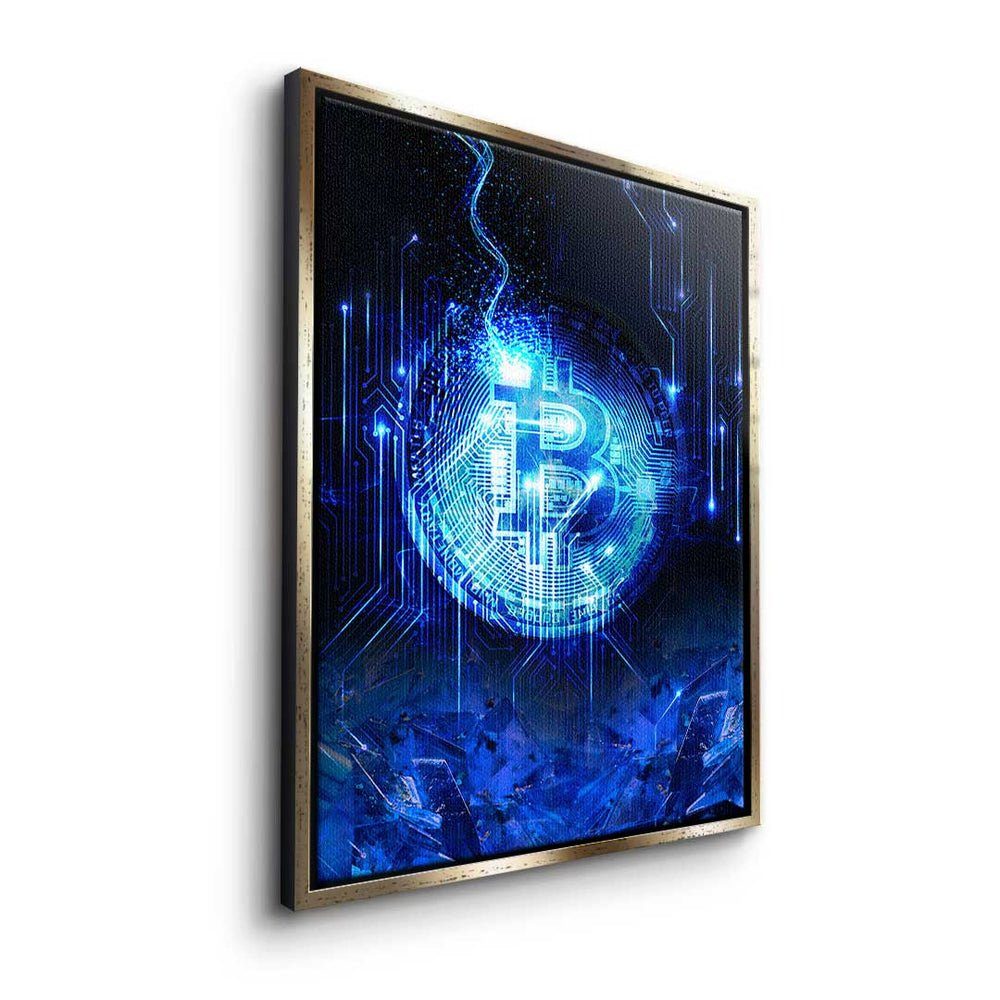 Crypto Rahmen Leinwandbild Premium weißer Matrix - - Bitcoin DOTCOMCANVAS® Leinwandbild, Motivation - - Trading