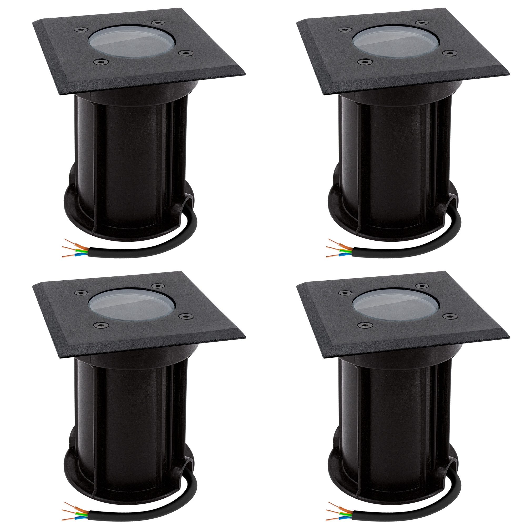linovum LED Gartenstrahler 4x BOQU Einbau Bodenstrahler für GU10 eckig schwarz IP67 Bodenleuchte